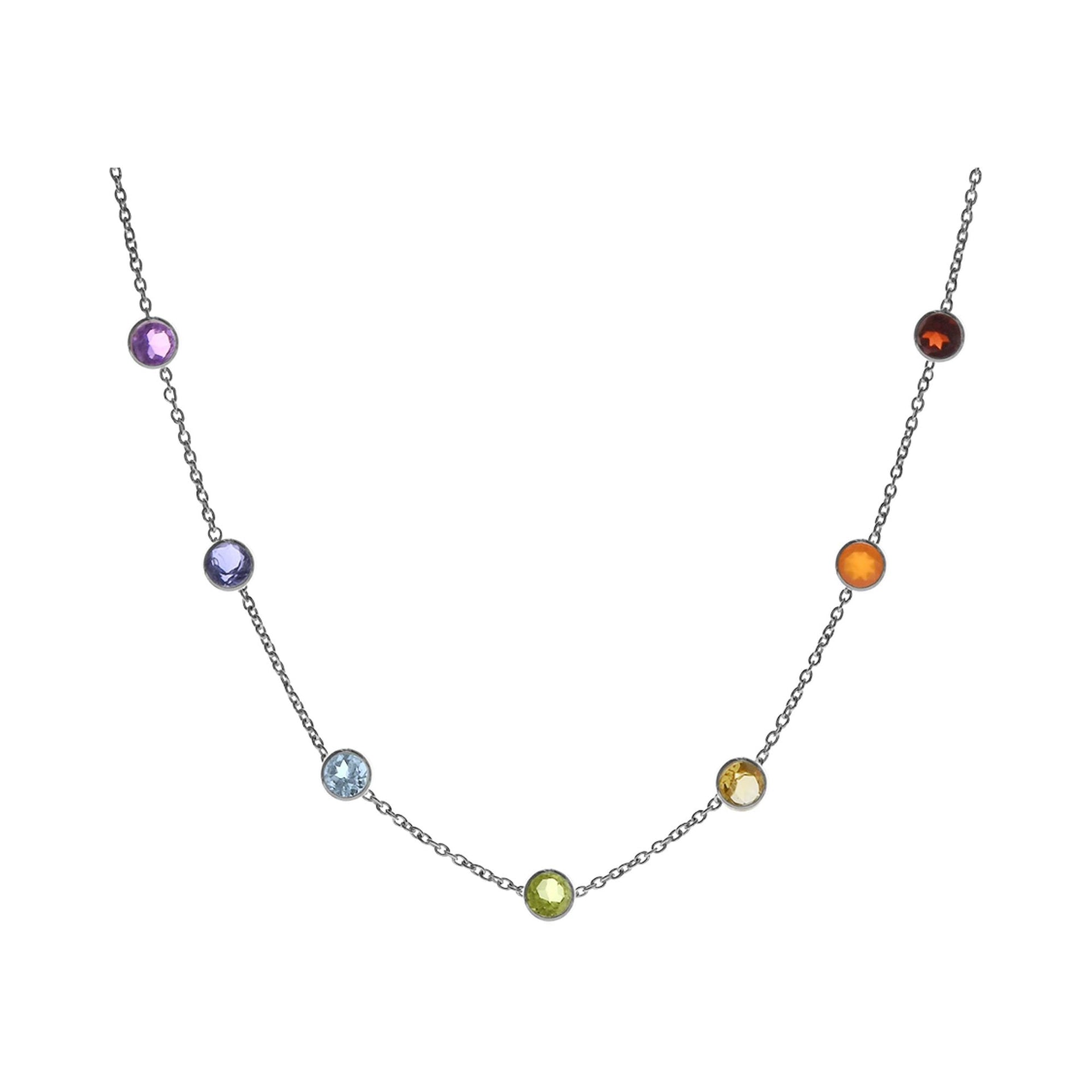 Kenna small round inline multi-coloured necklace