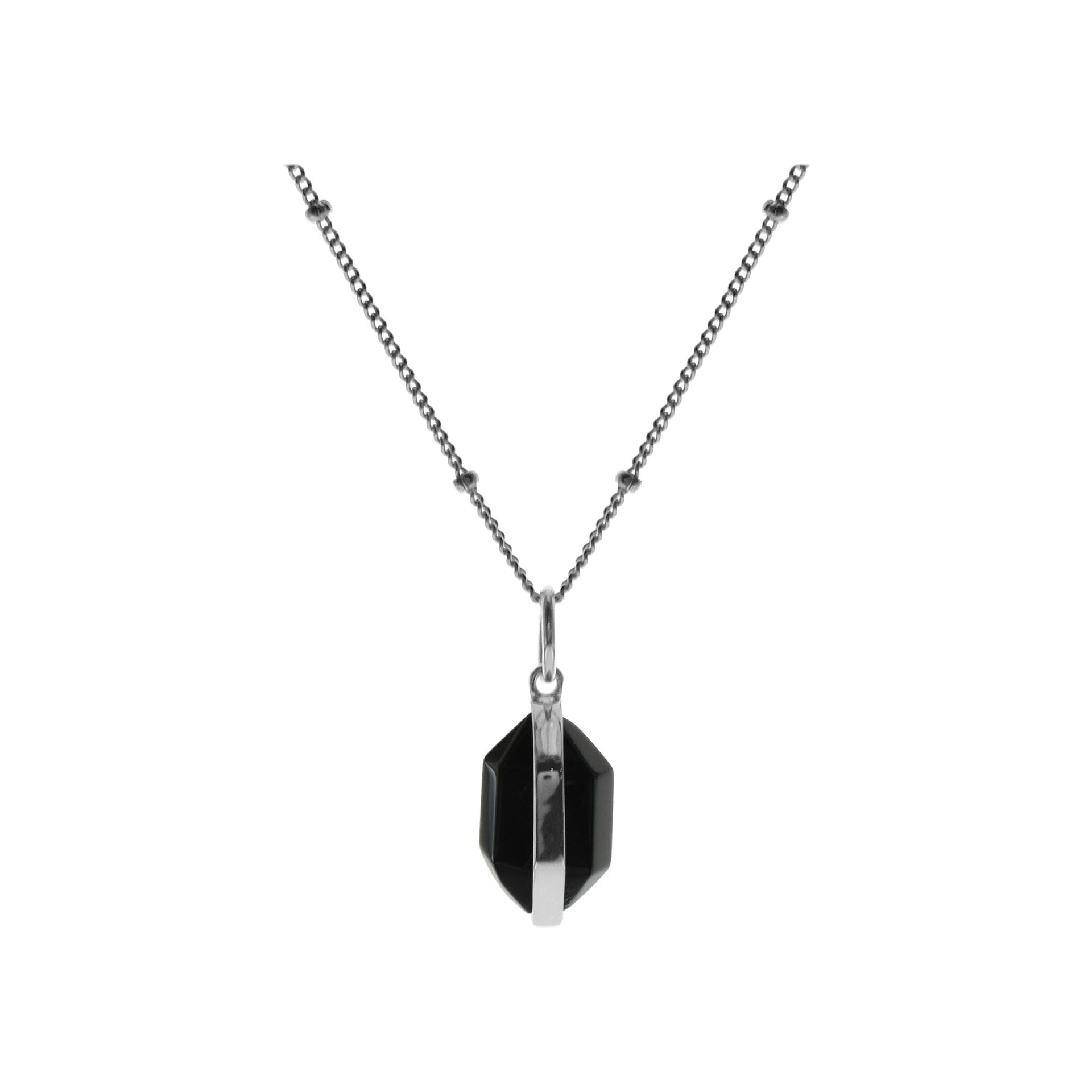 Lola necklace with beads & hexagonal black onyx