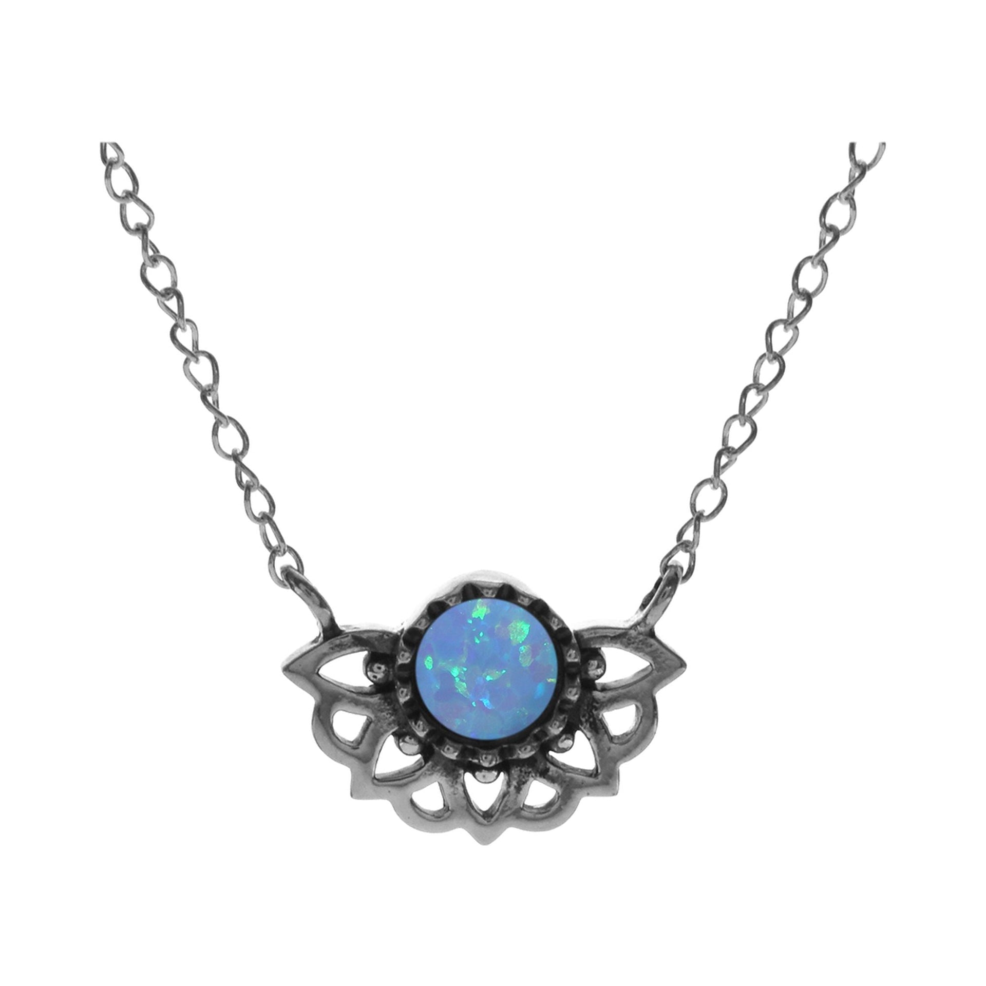 Sabrina round blue opalique necklace