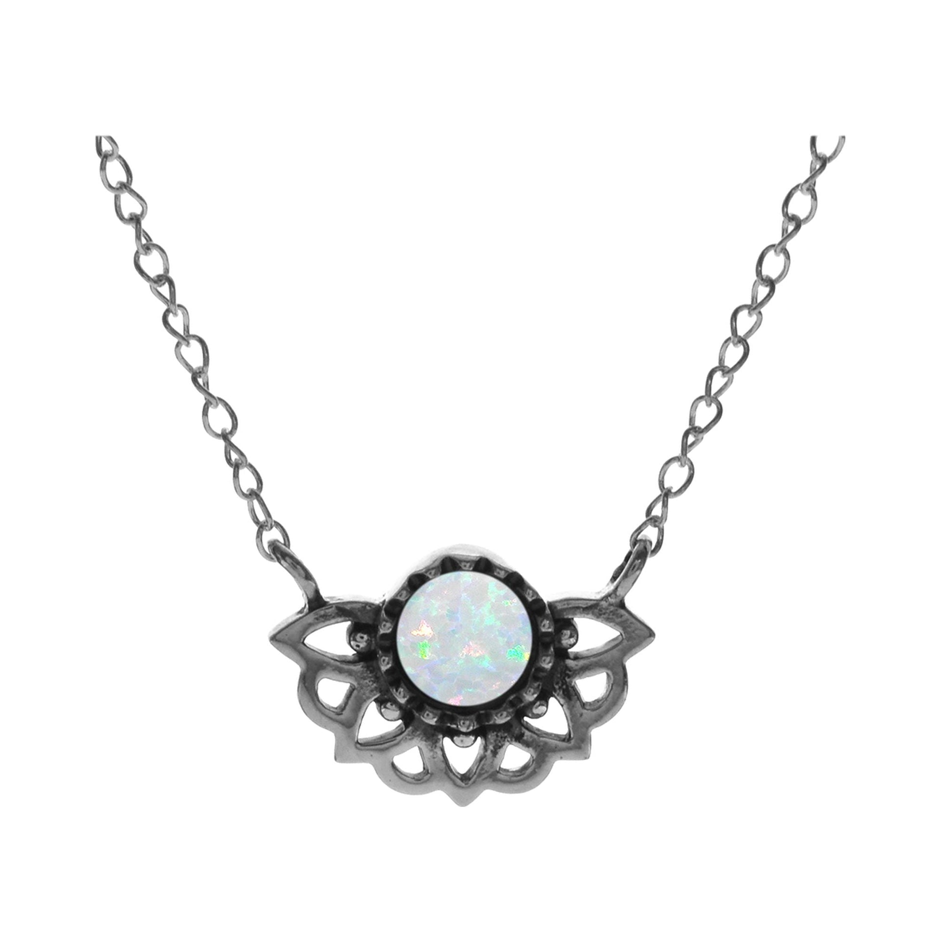 Sabrina round white opalique necklace