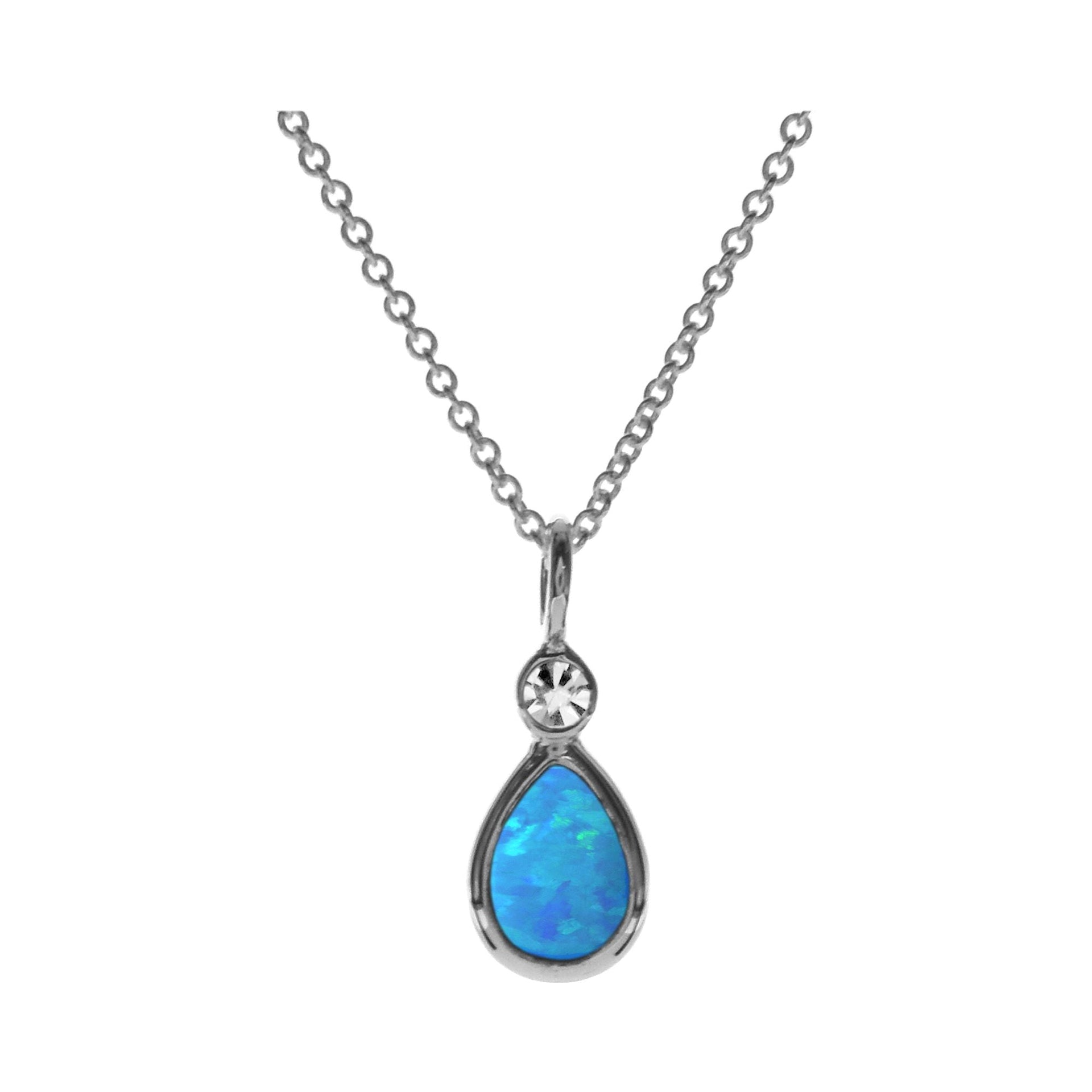 Alexis teardrop blue opalique & CZ necklace