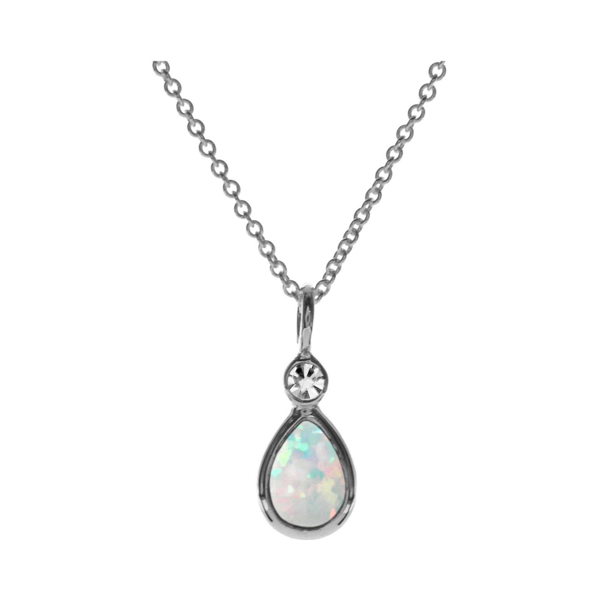 Alexis teardrop white opalique & CZ necklace