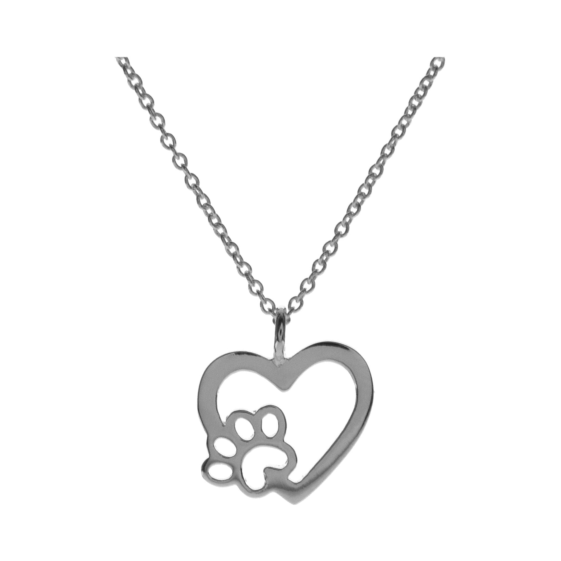 Matilda heart with offset pawprint necklace