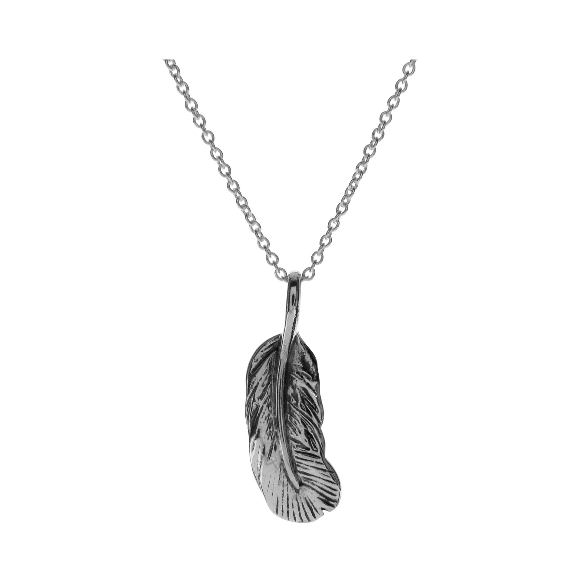 Zora oxidised contoured feather necklace