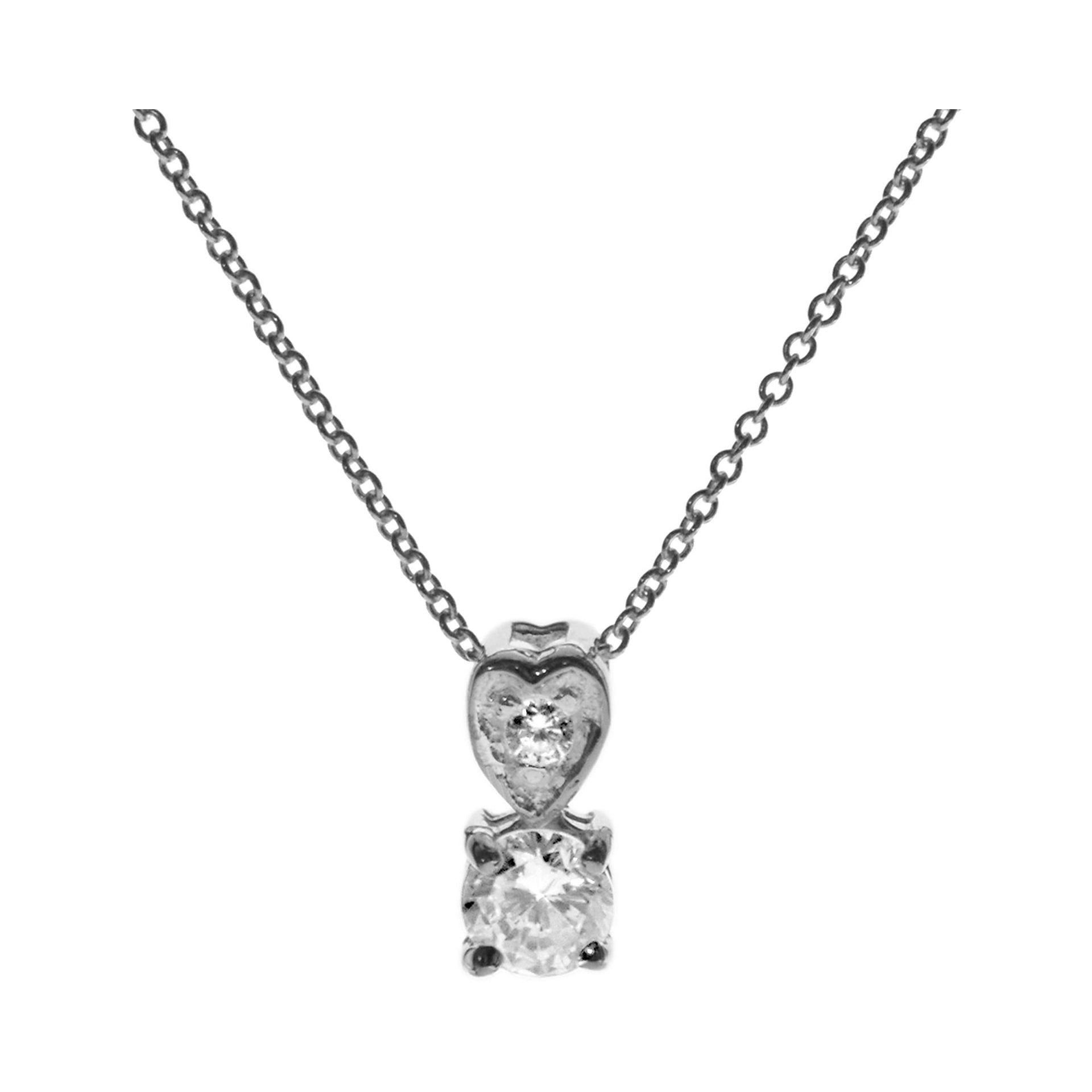 Kenzie solitaire with CZ heart bale necklace