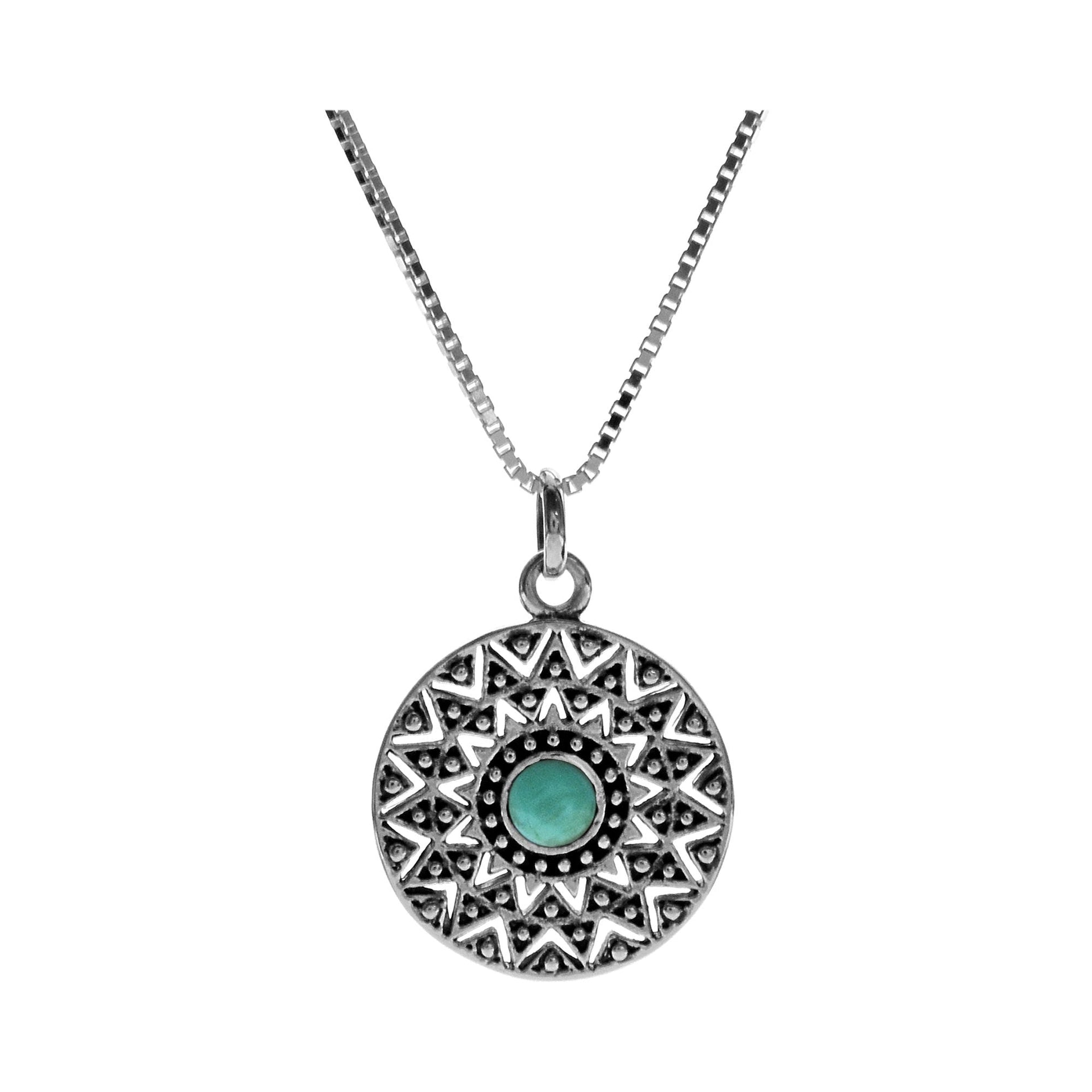 Zora oxidised patterned coin with turquoise necklace