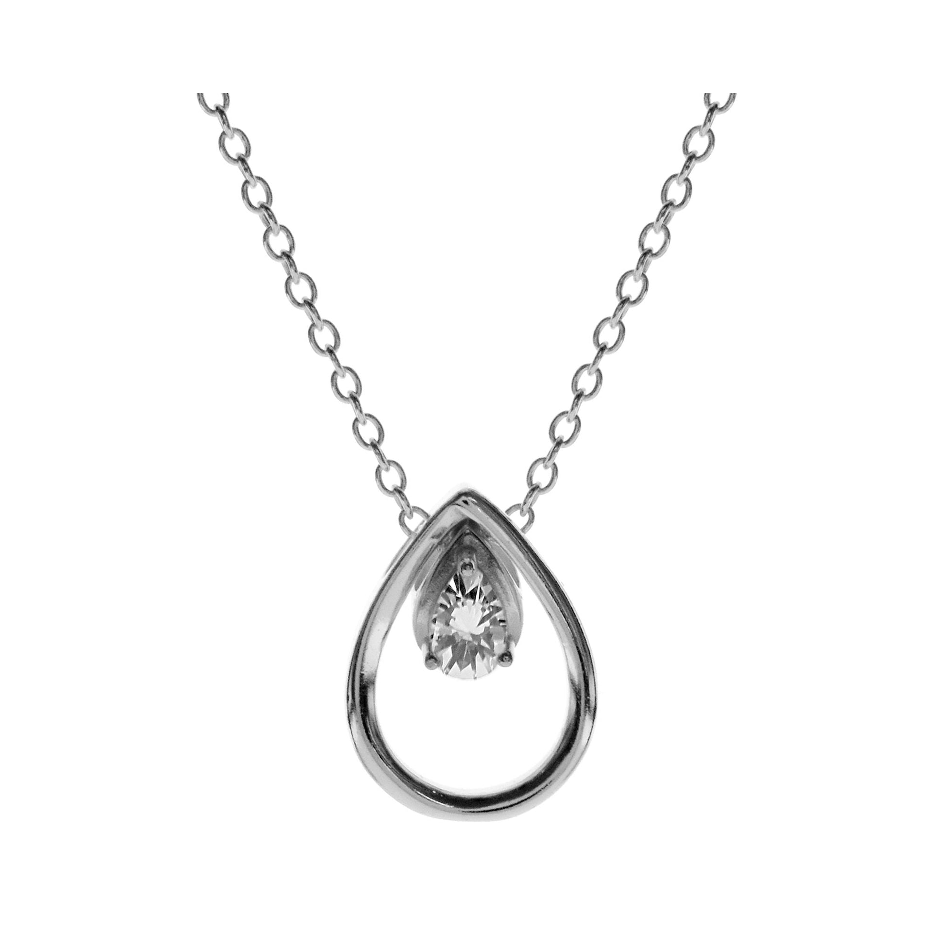 Kenzie teardrop with mobile CZ inner teardrop necklace