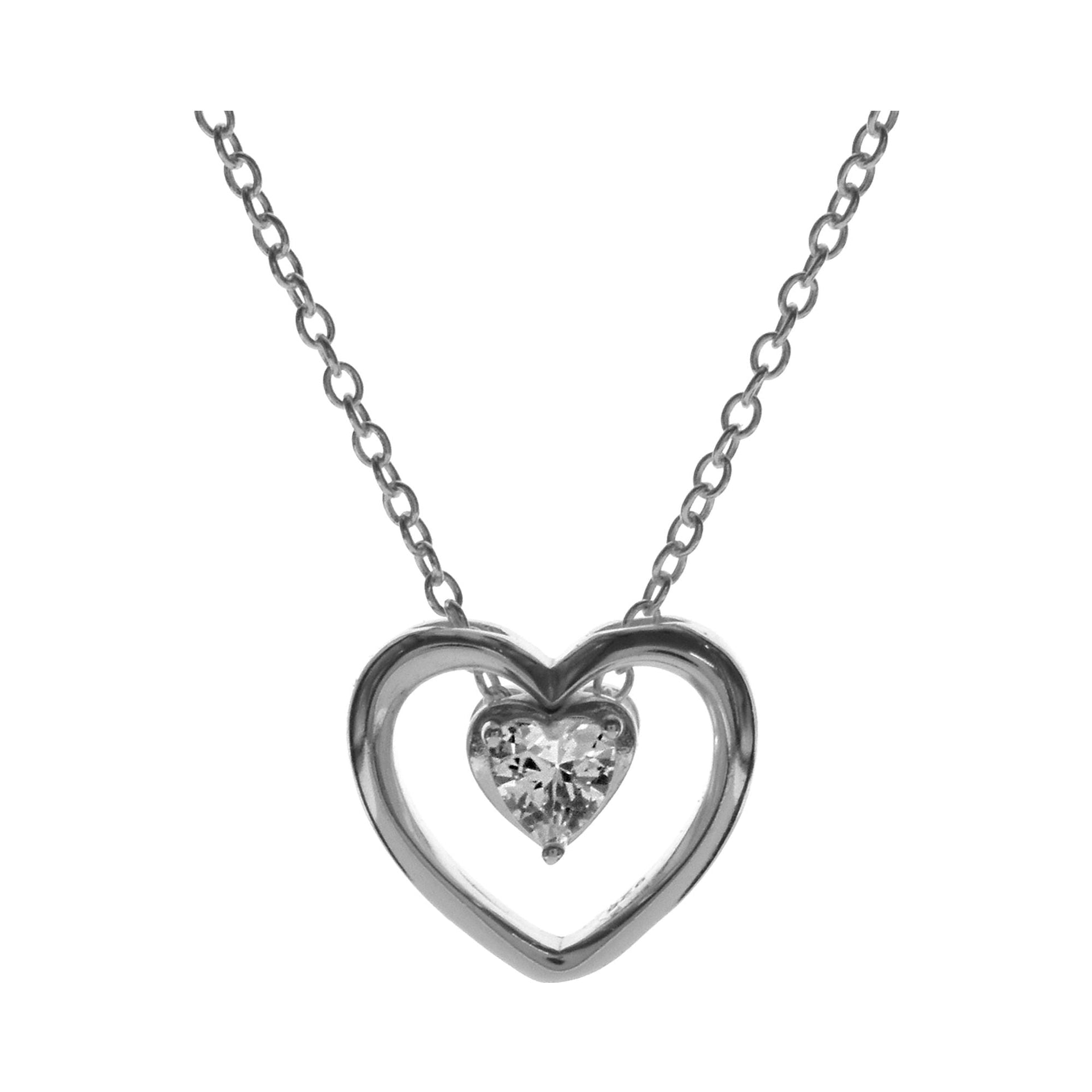 Kenzie heart with mobile CZ inner heart necklace