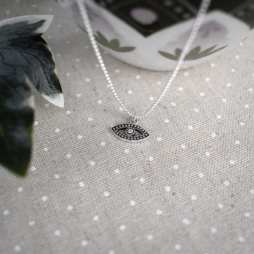 Isla oxidised bobble evil eye with ball chain necklace