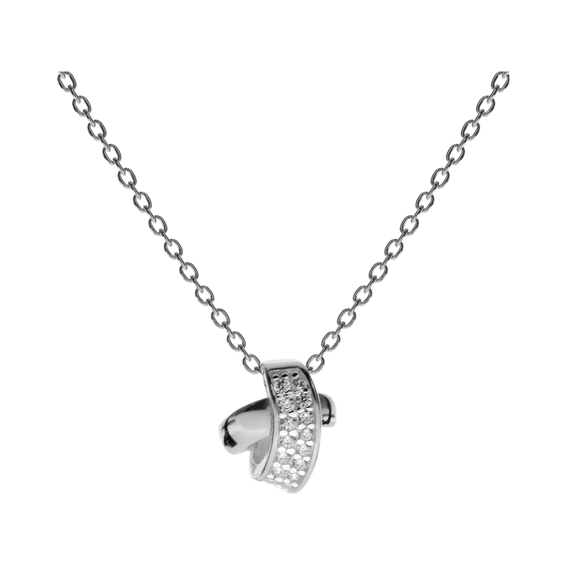 Carrie CZ-set asymmetric lovers knot necklace