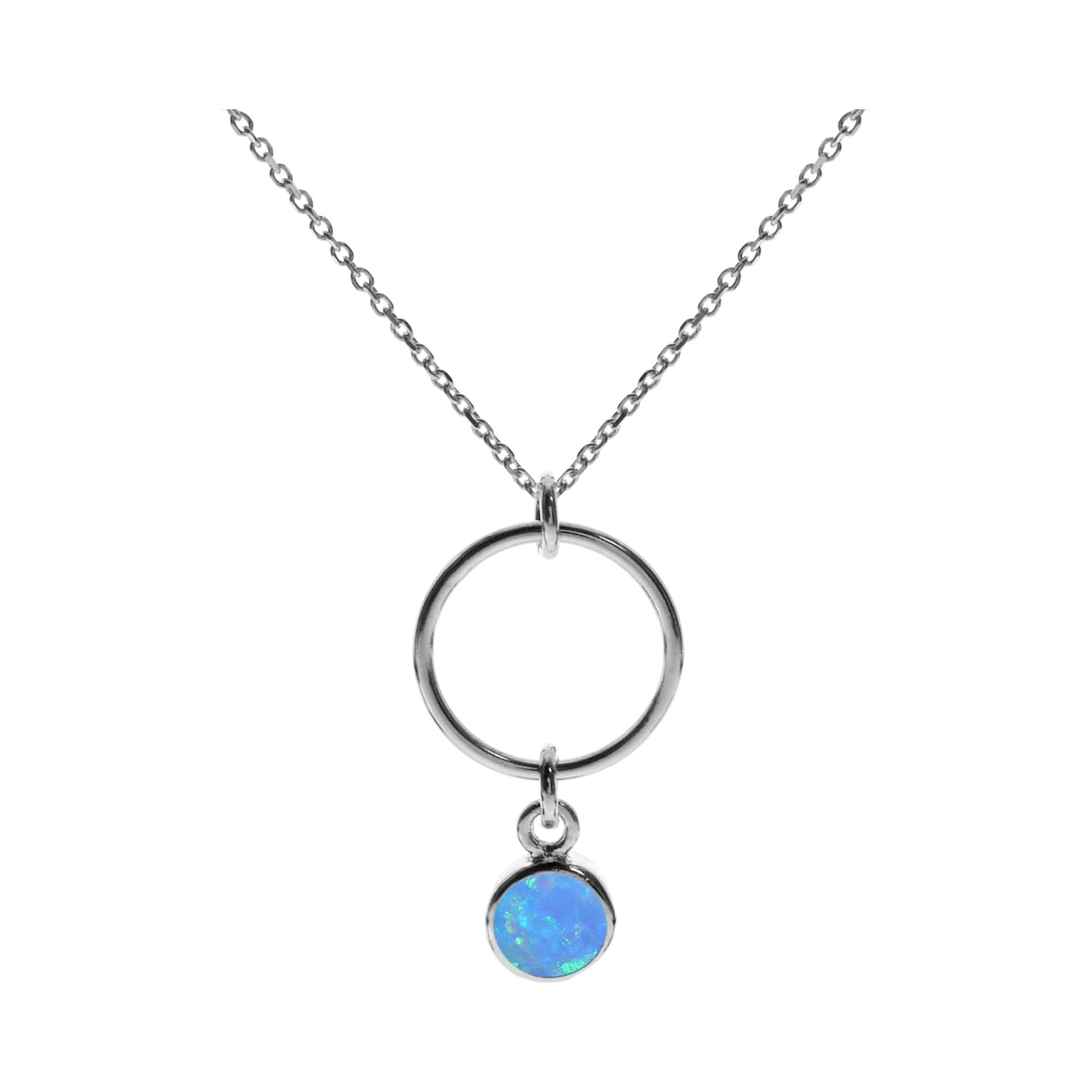 Angelica hoop with blue opalique drop necklace
