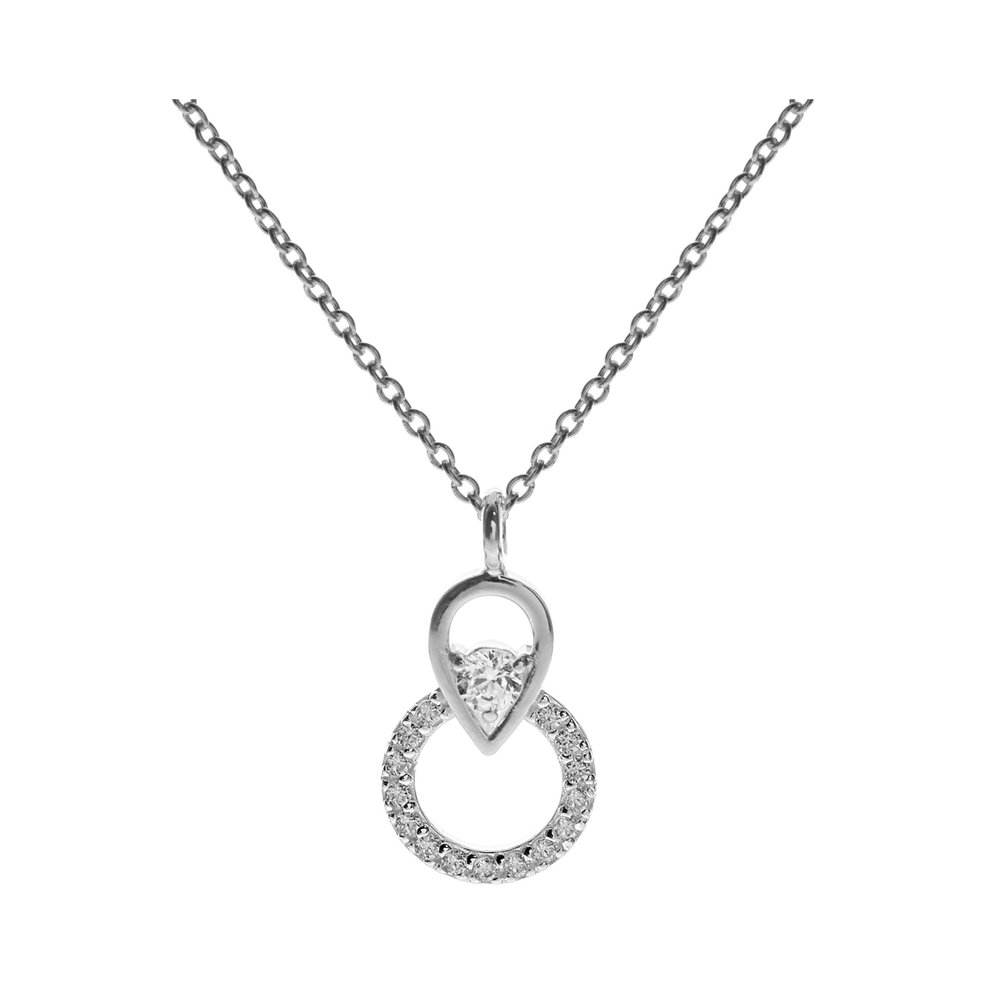 Tiffany CZ teardrop & studded circle necklace