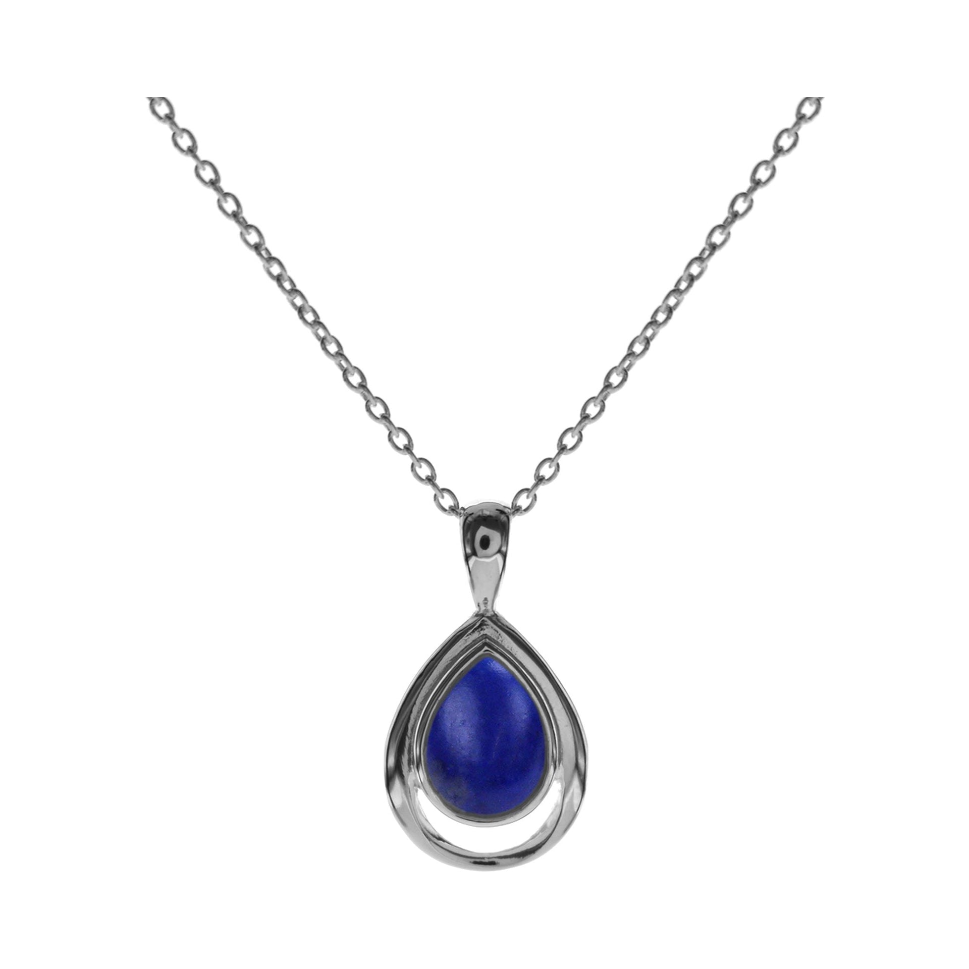 Lola teardrop lapis lazuli with silver surround necklace