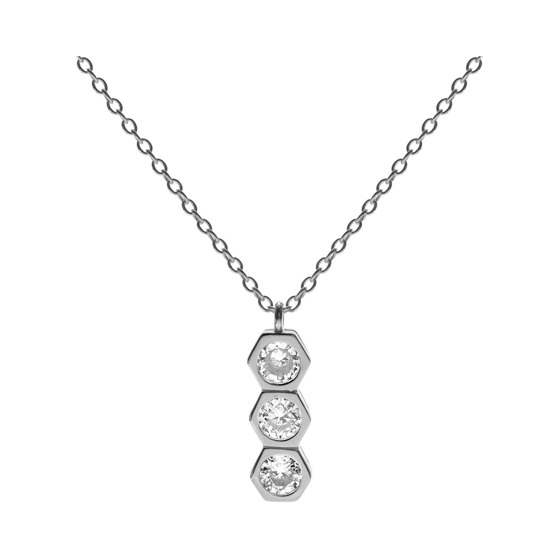 Kenzie triple CZ hexagon necklace