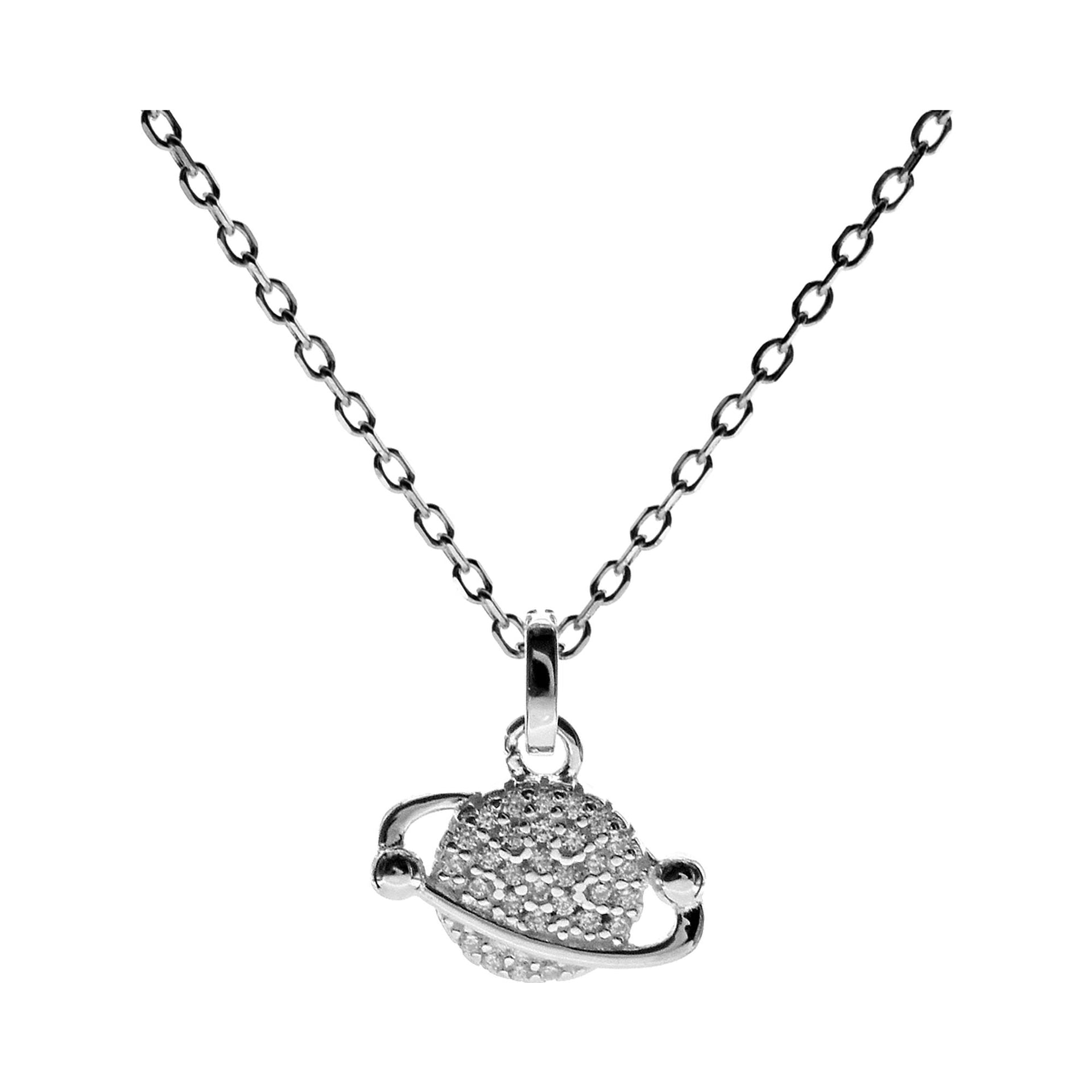 Natalie CZ-set saturn necklace