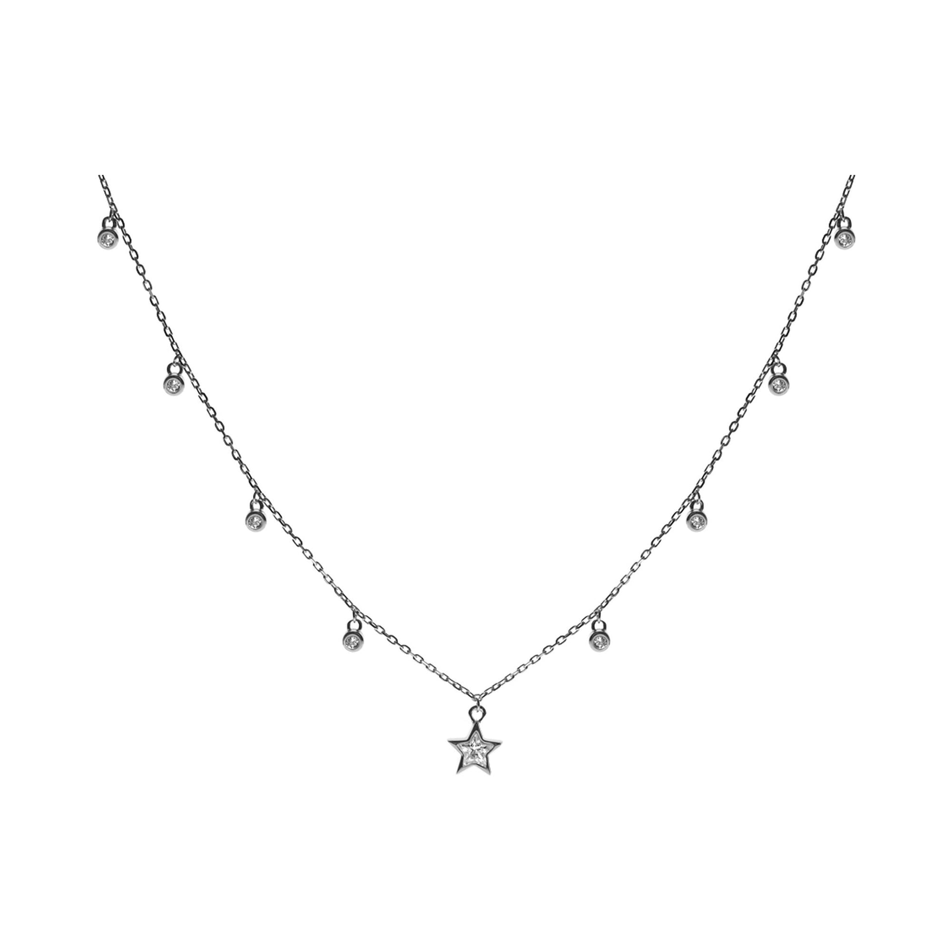 Natalie CZ-set star & droplets necklace