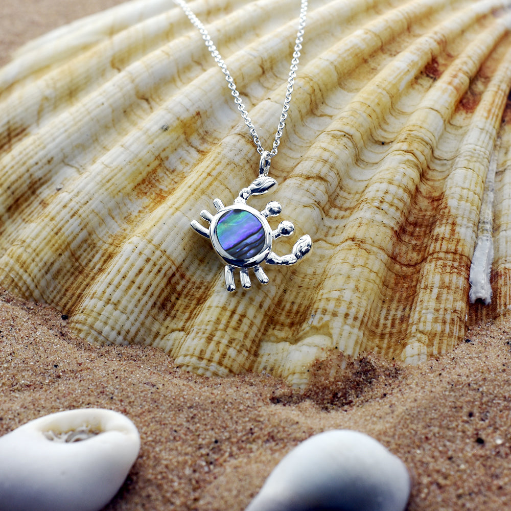 Leona crab with paua shell inlay necklace