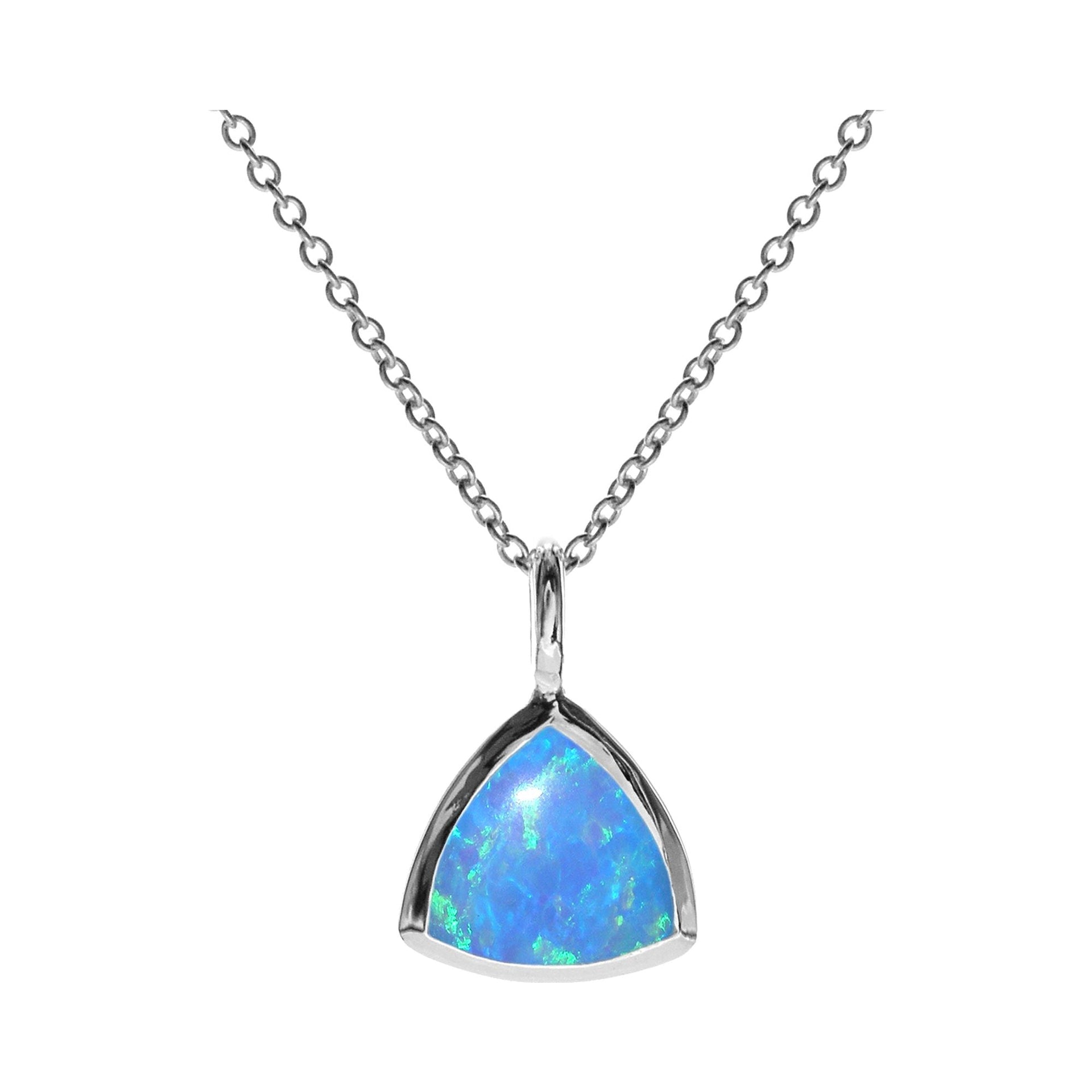Angelica trillion-cut blue opalique necklace