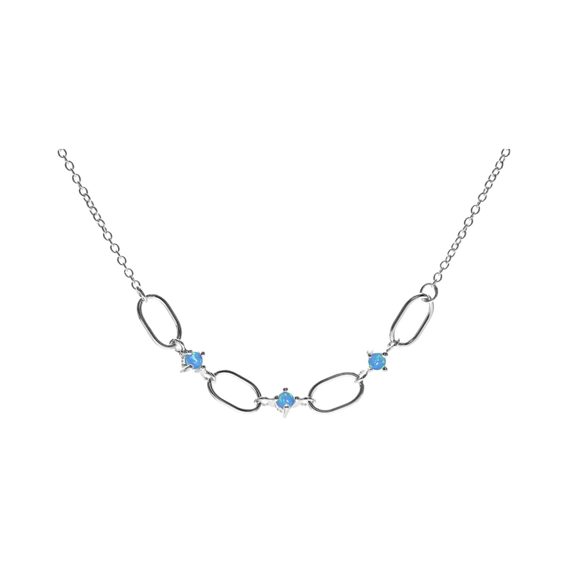 Bethan oval link with blue opalique necklace
