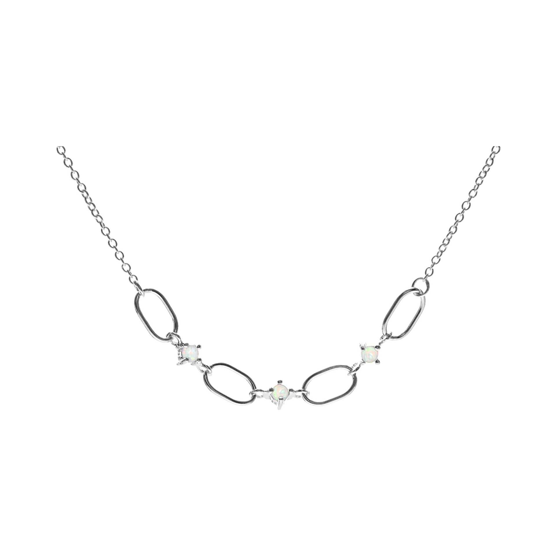 Bethan oval link with white opalique necklace