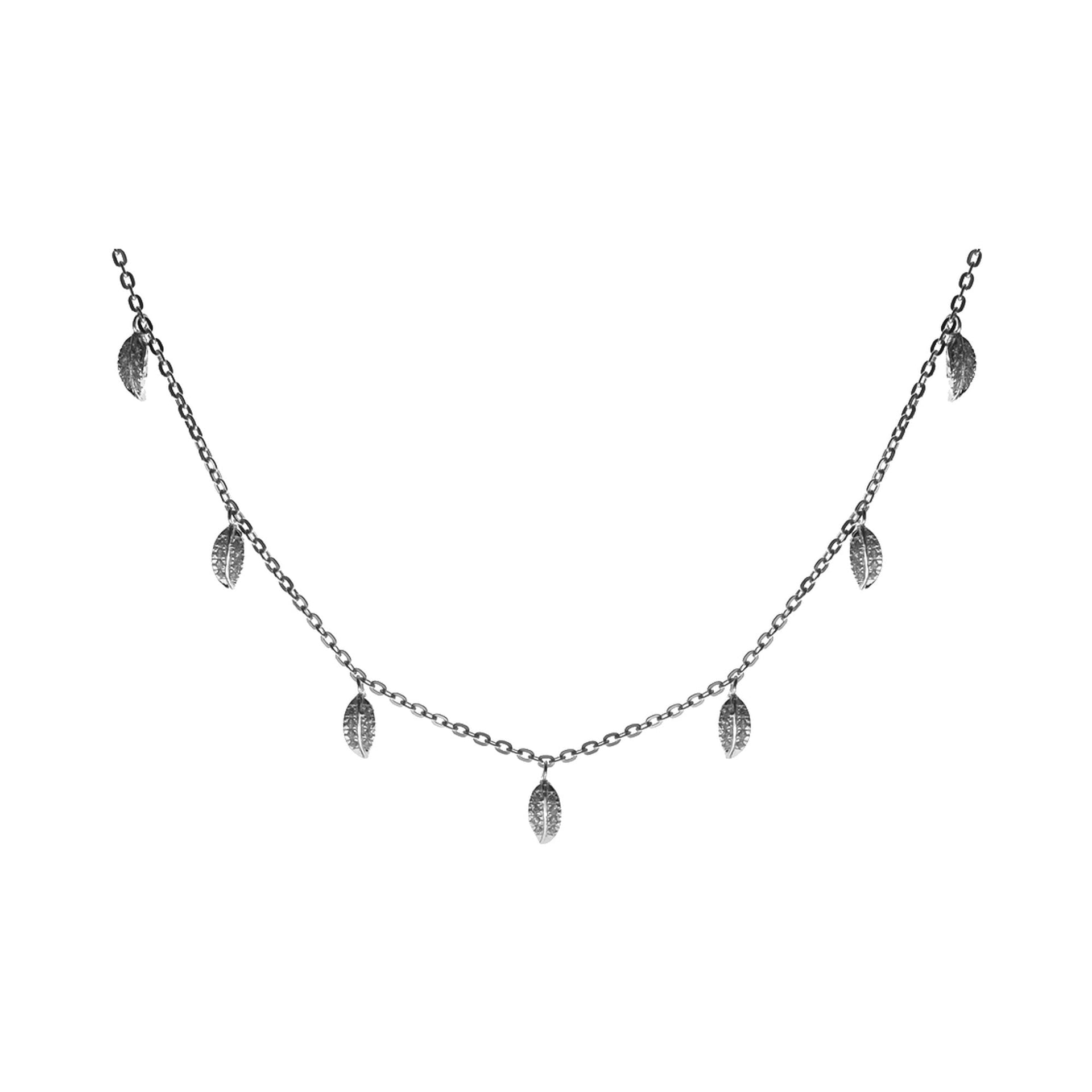 Alianna CZ-set silver leaves necklace