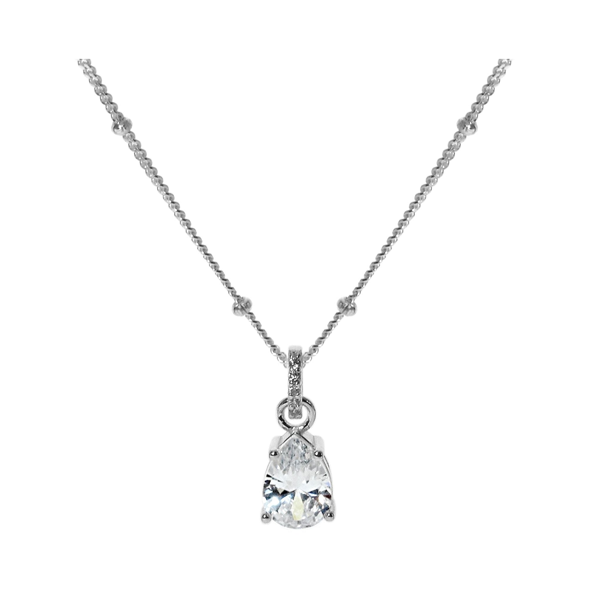 Lara satellite curb chain with CZ teardrop necklace
