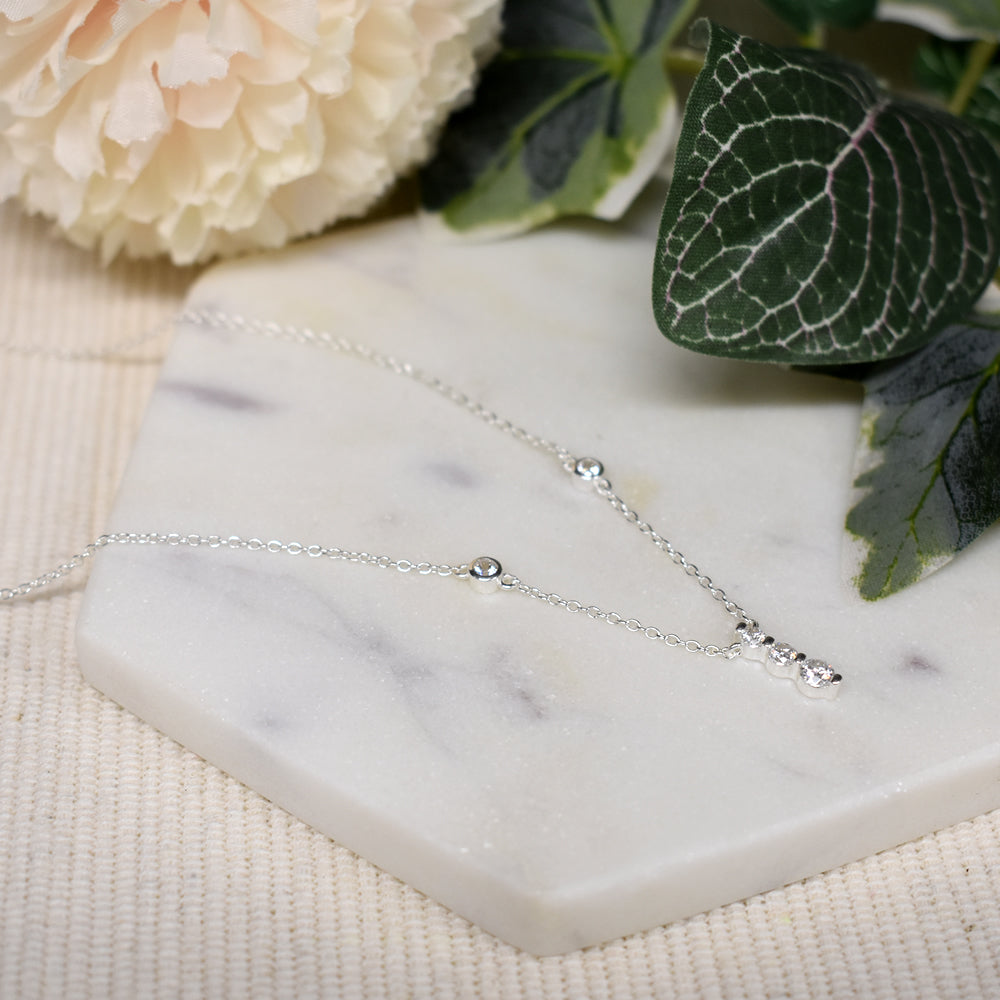 Kenzie chain with triple drop & inline CZ necklace