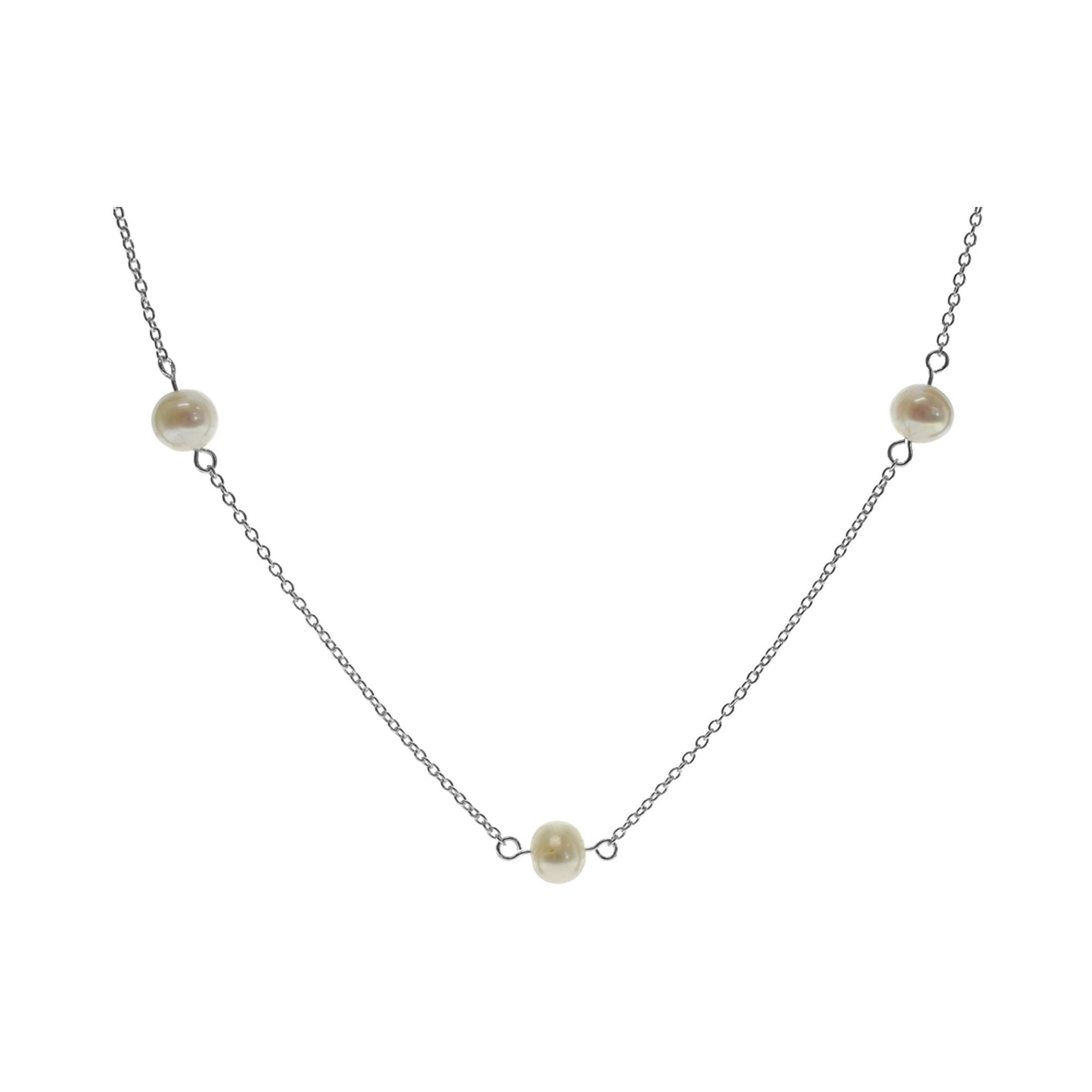 Blythe fine chain with three inline pearls necklace
