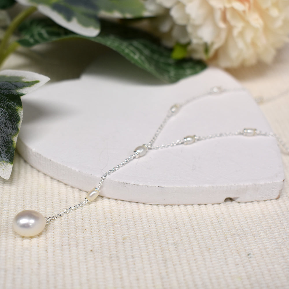 Blythe triple drop pearl necklace