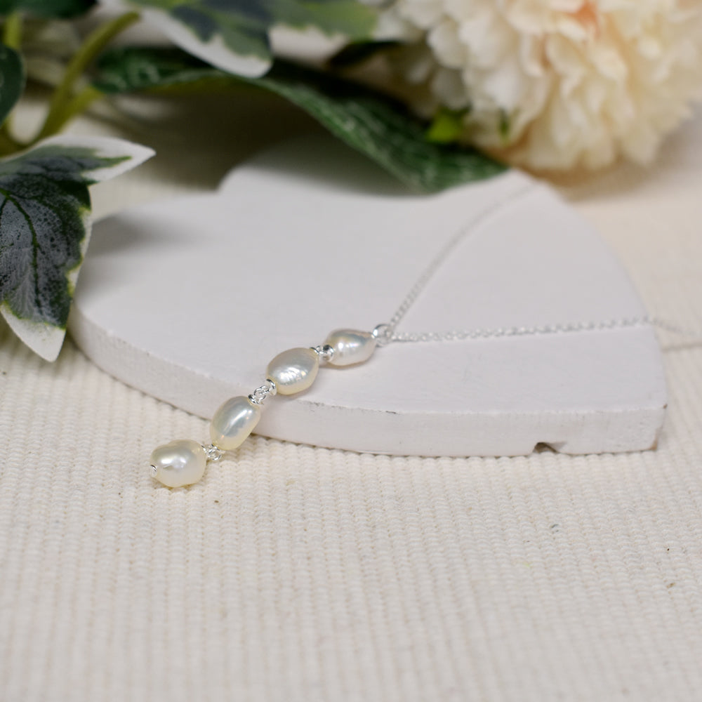 Martha chain with four baroque pearl drops necklace