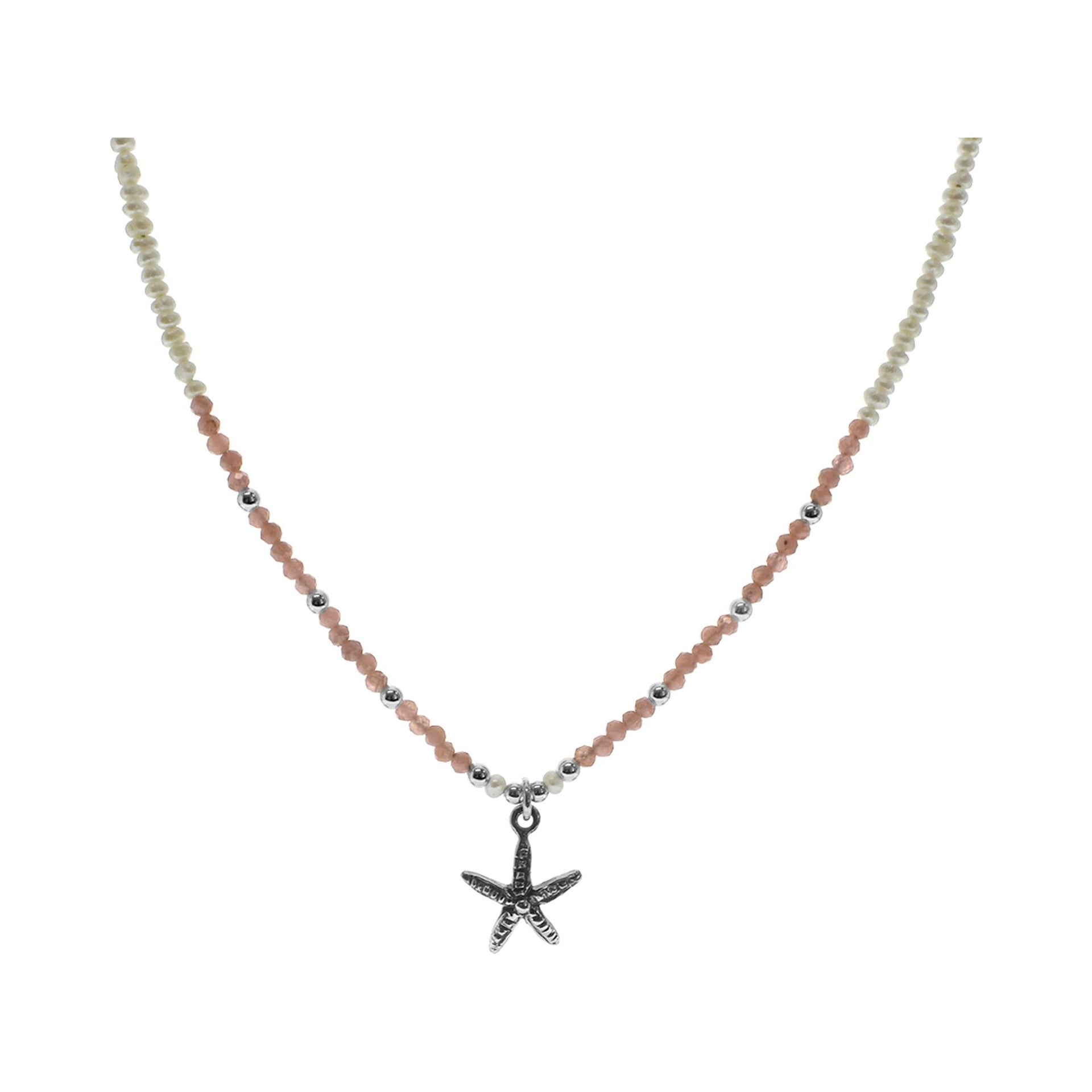 Avianna rhodonite & pearl with starfish necklace