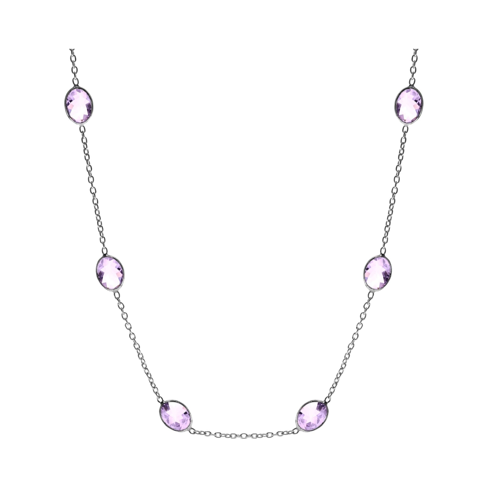 Bridget linked amethyst facet ovals chain necklace