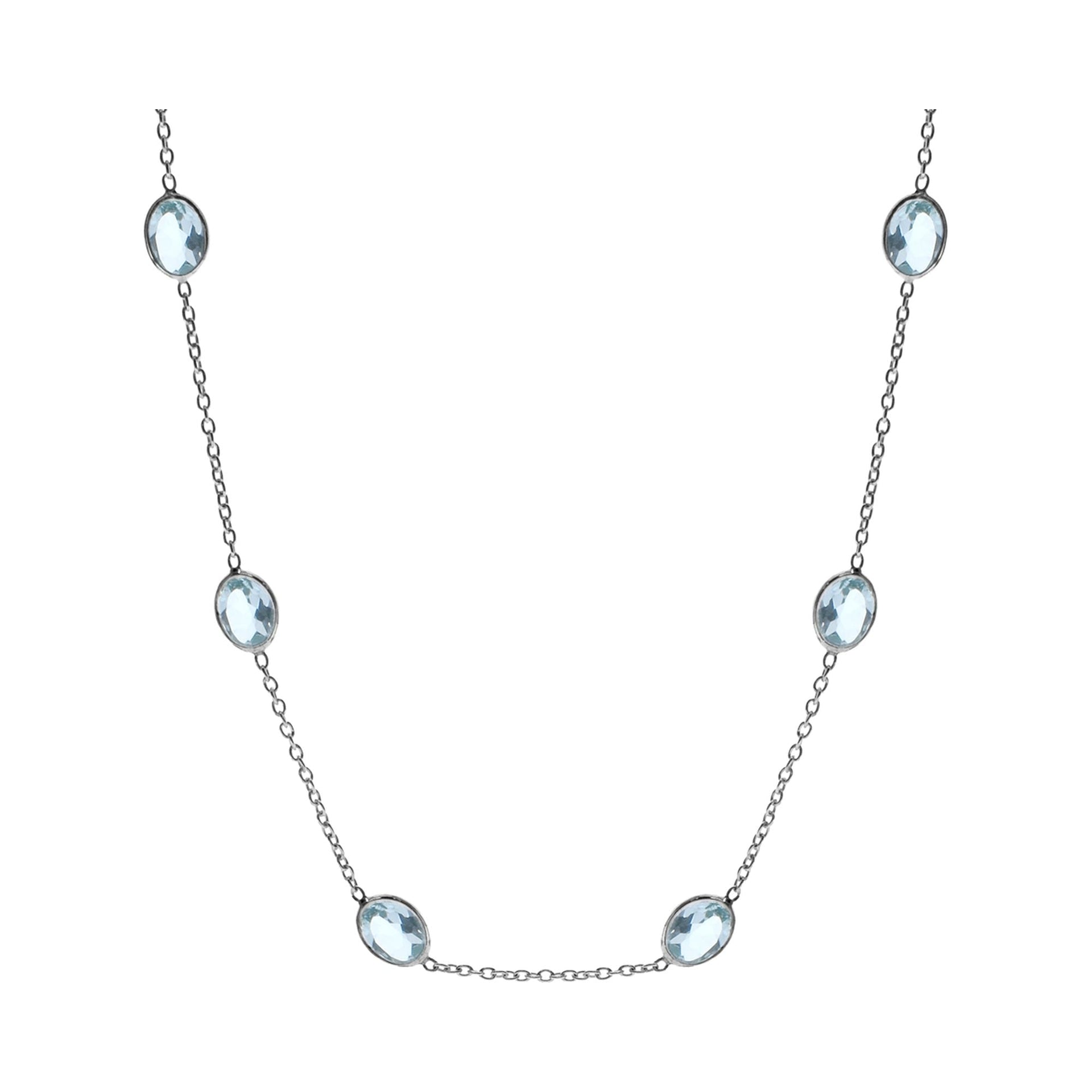 Bridget linked blue topaz ovals chain necklace