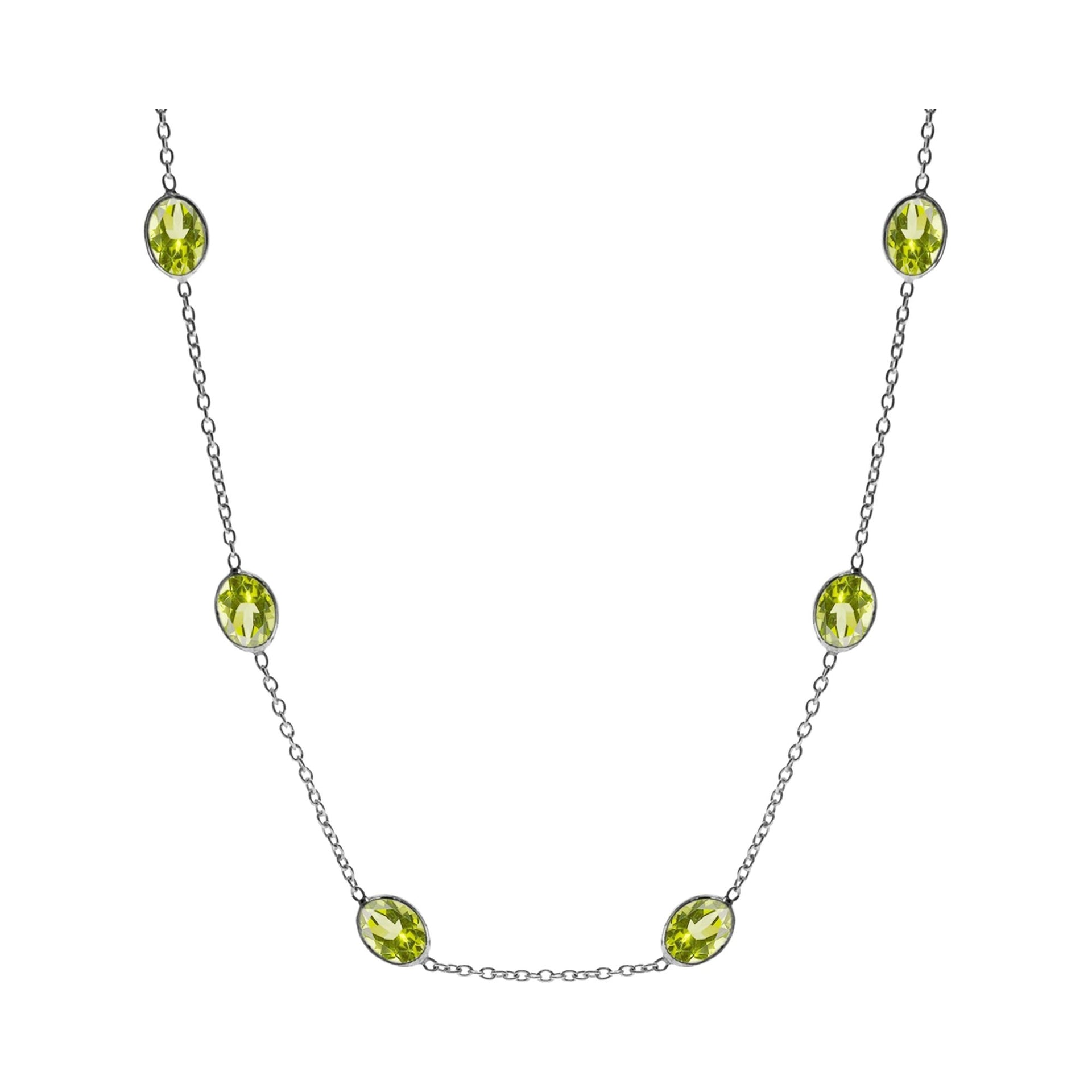Bridget linked peridot ovals chain necklace