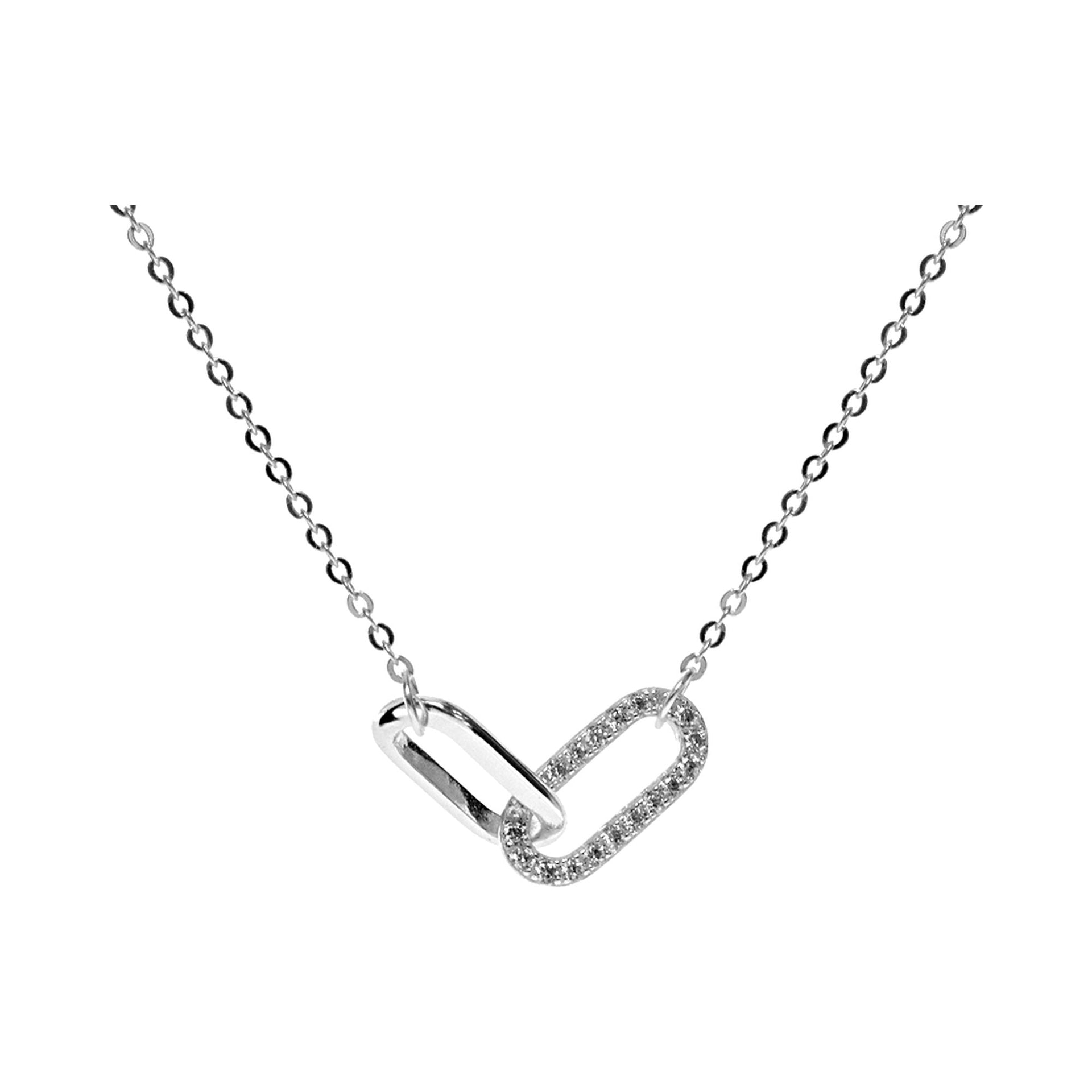 Carrie long oval double linked CZ necklace