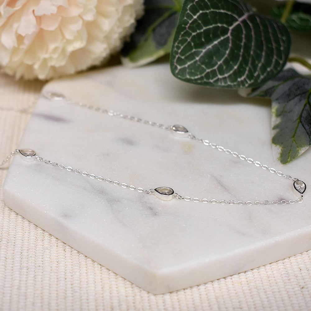 Kenzie chain with teardrop CZ necklace