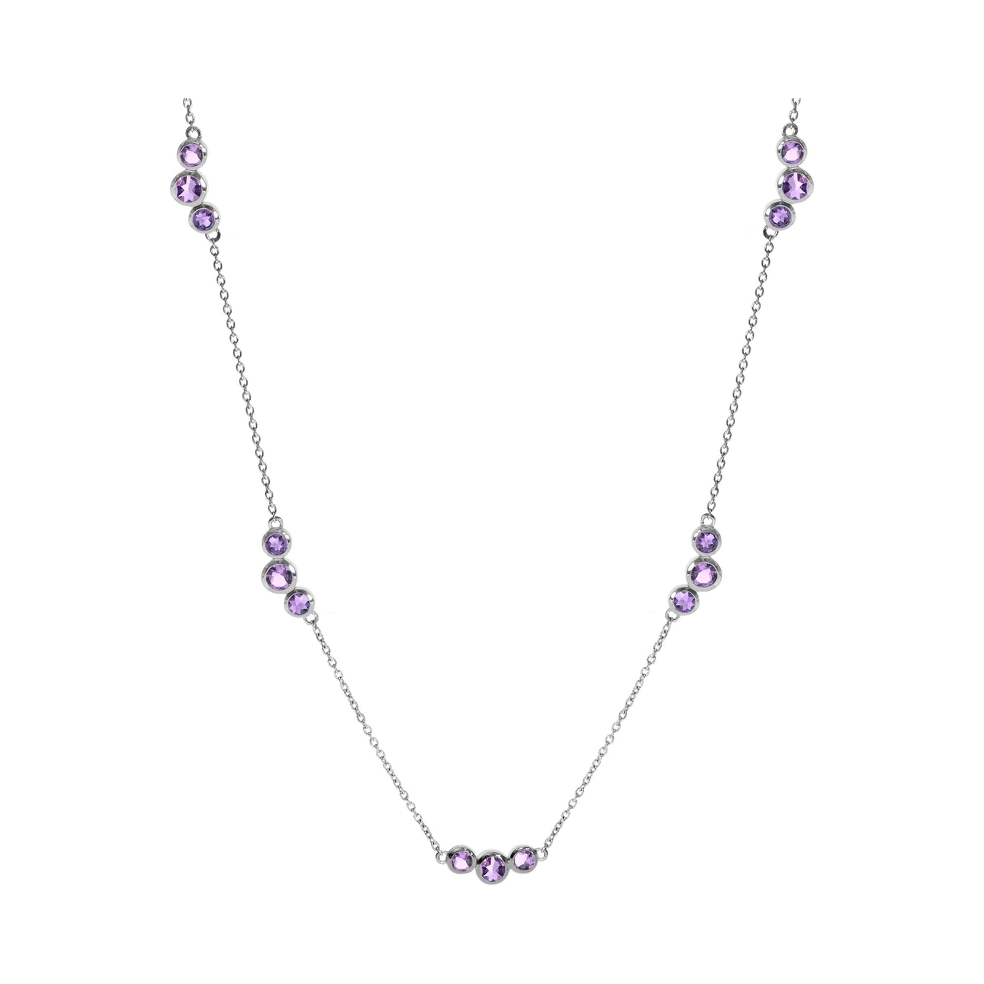 Samira triple cluster amethyst facet necklace