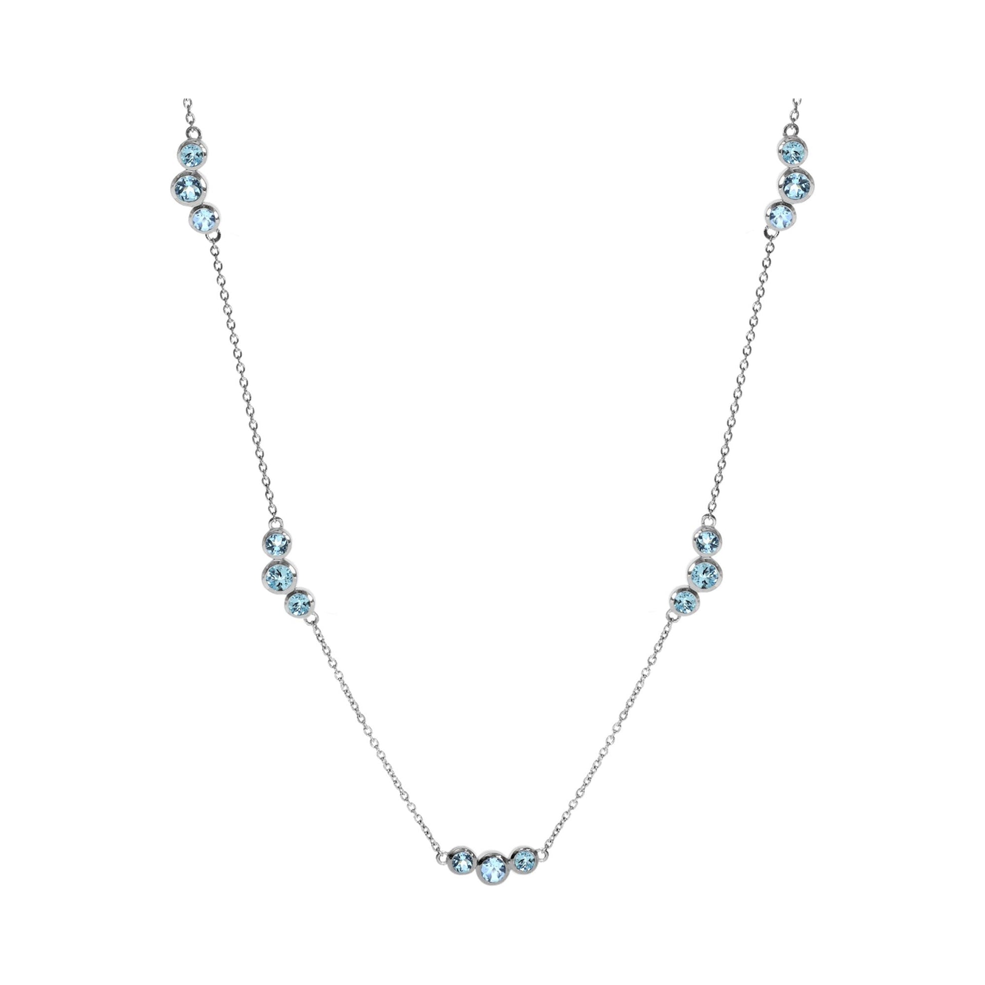 Samira triple cluster blue topaz necklace