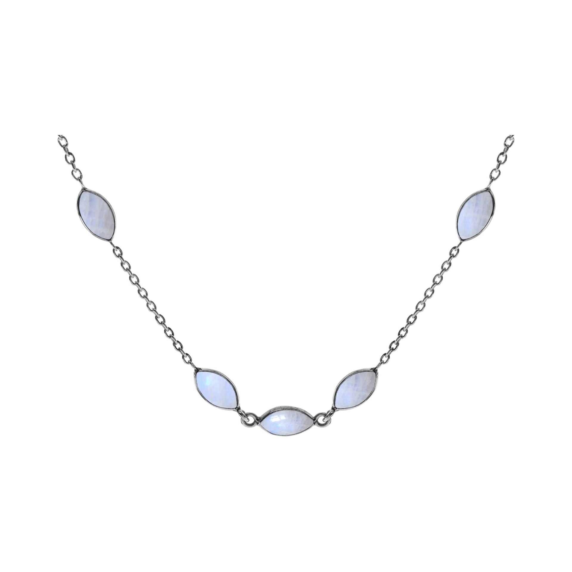 Bridget five marquis rainbow moonstone necklace