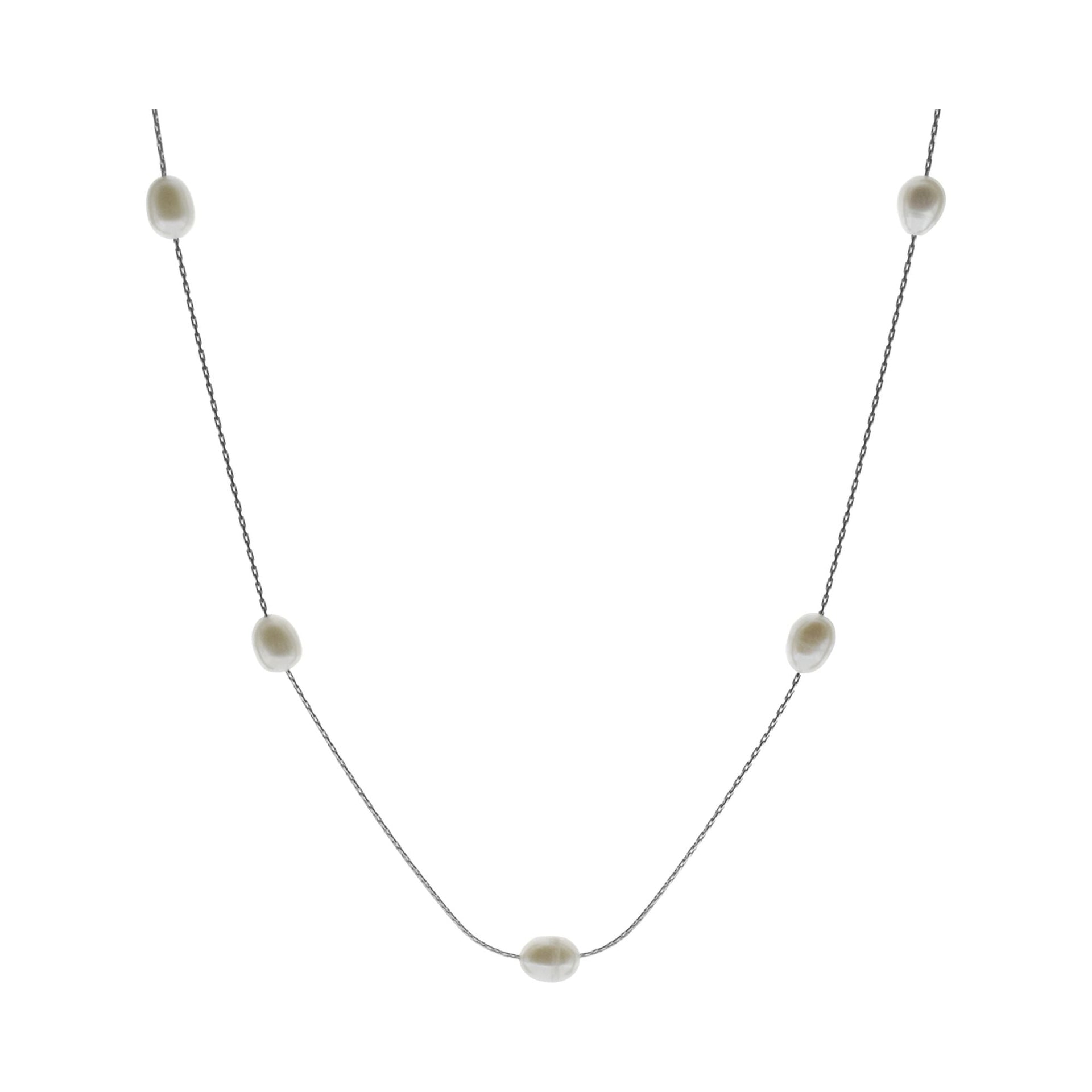 Blythe fine chain with spaced pearls necklace