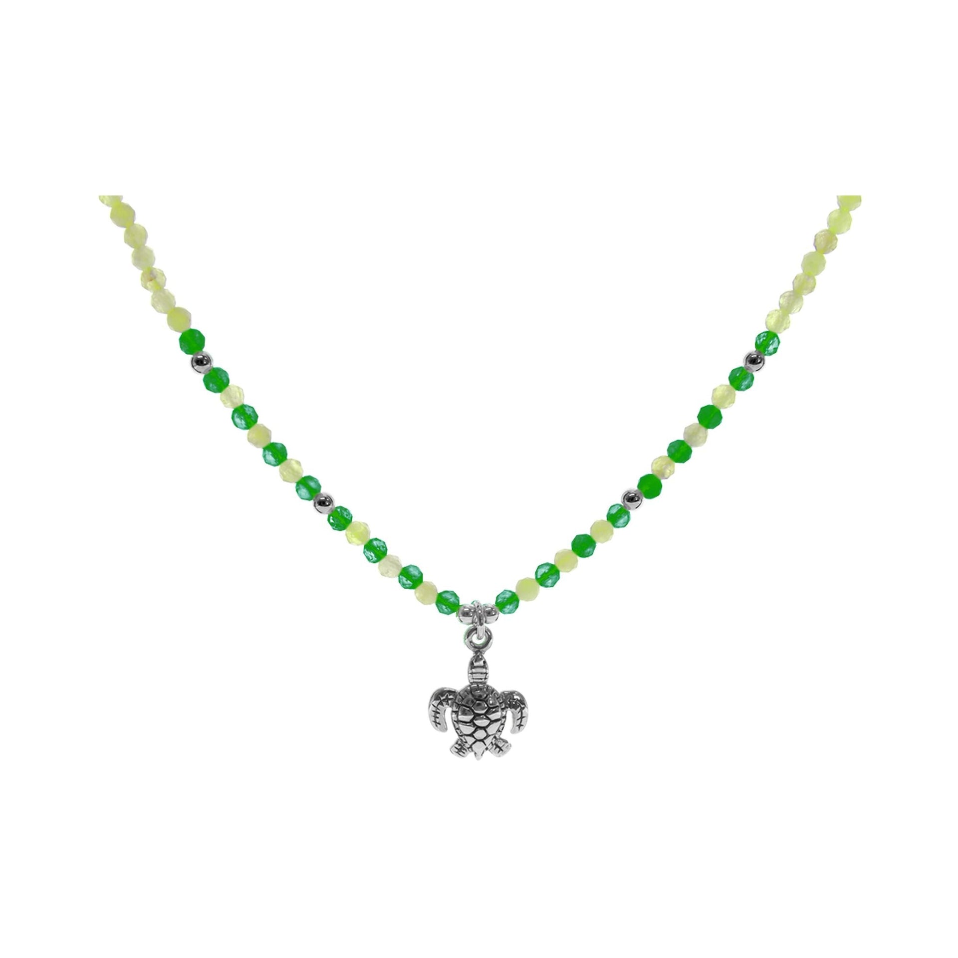 Avianna peridot & green agate with turtle necklace