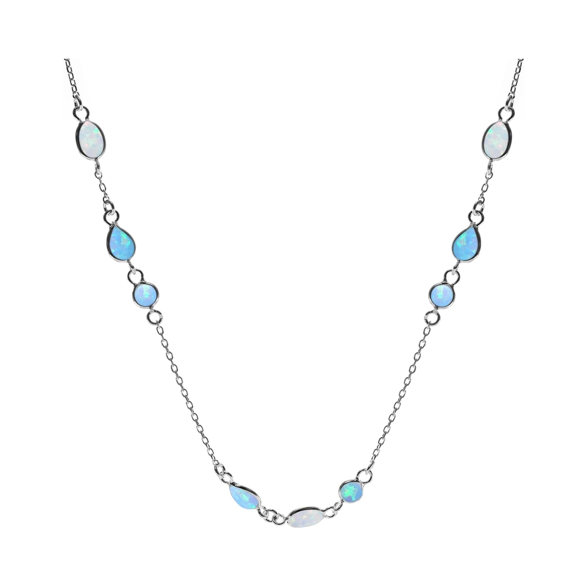 Angelica blue & white opalique mixed shape necklace