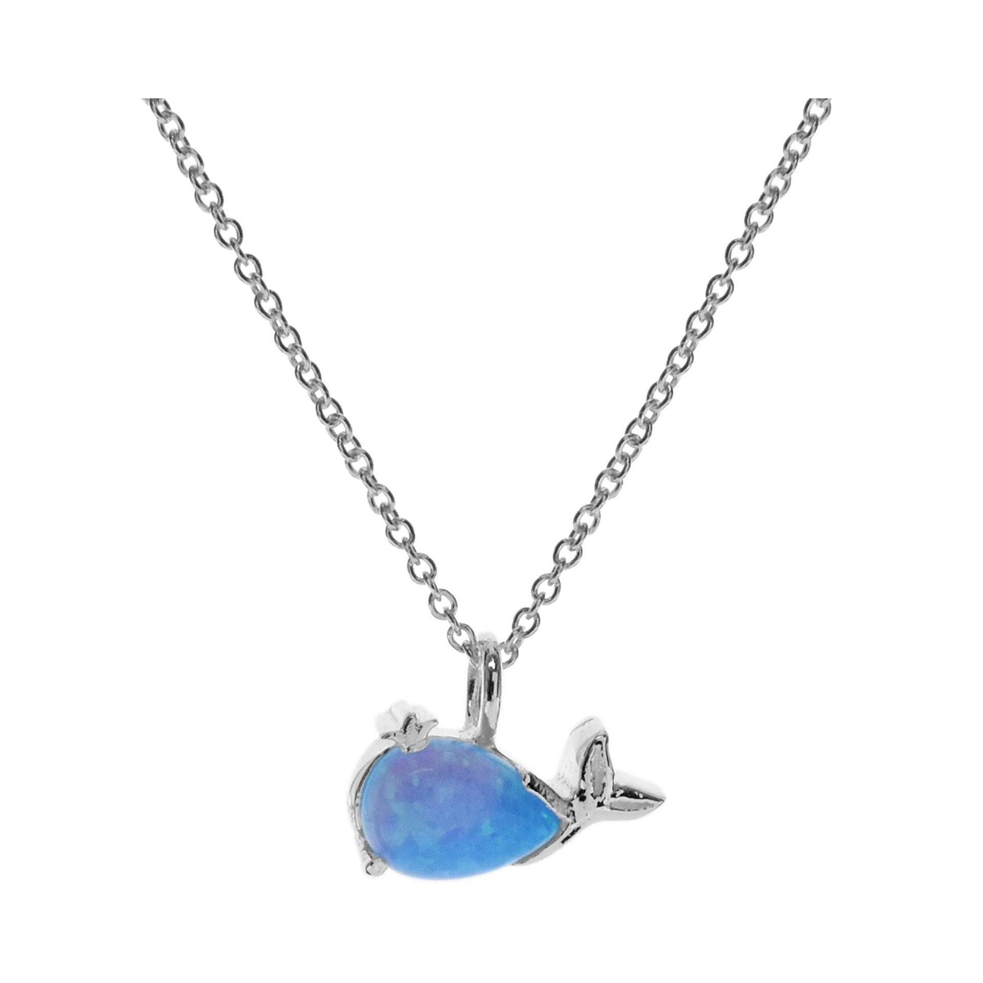 Sasha blue opalique whale necklace