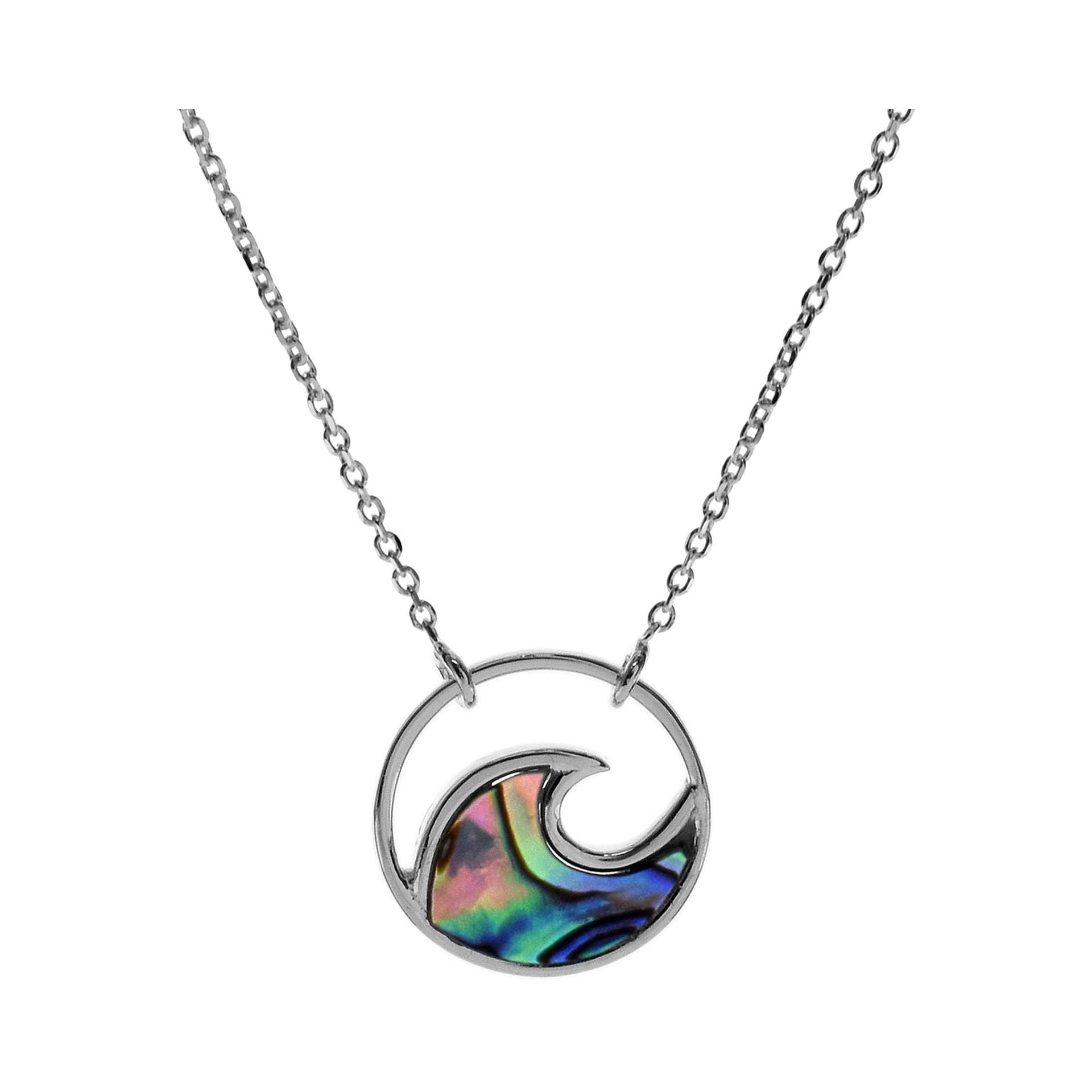Leona circle with paua shell inlaid wave necklace