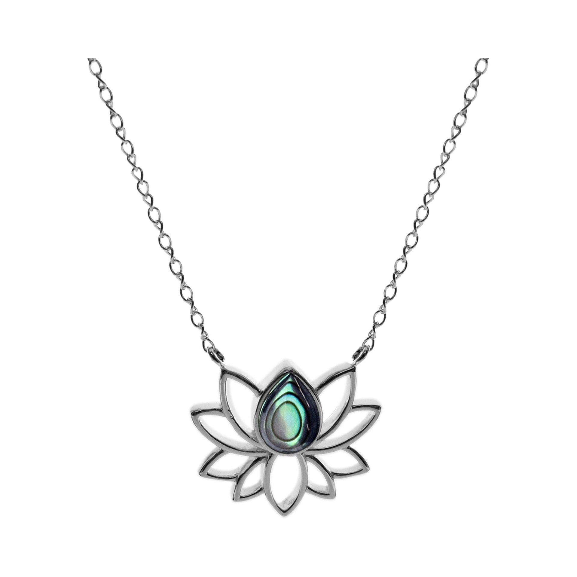 Leona lotus flower with paua shell inlay necklace