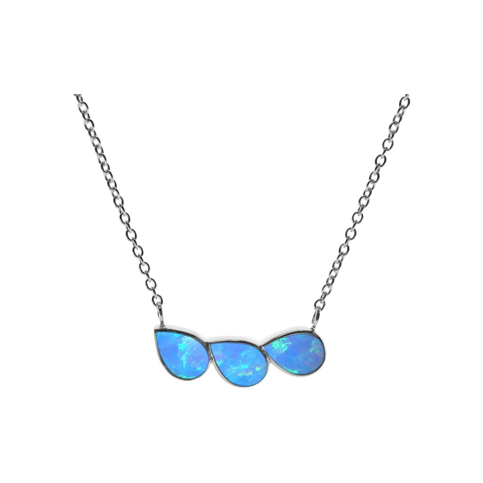 Angelica triple teardrop blue opalique necklace
