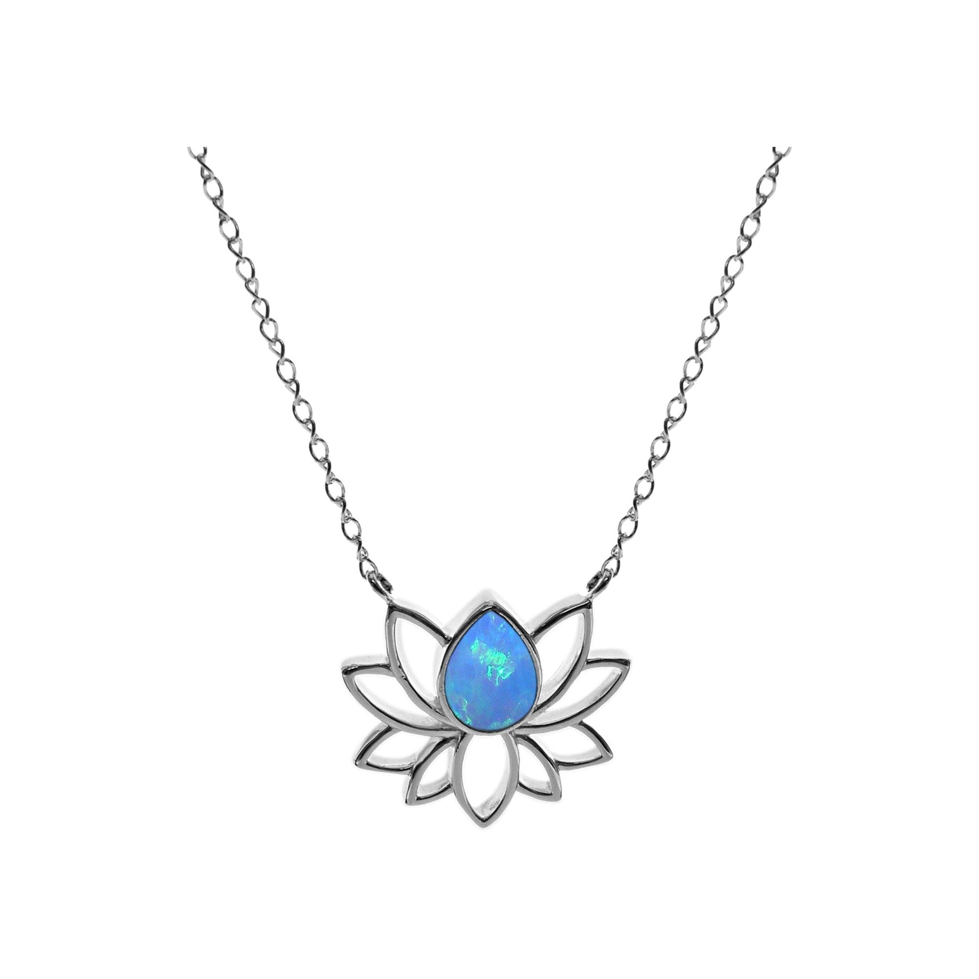Sasha lotus flower with blue opalique necklace