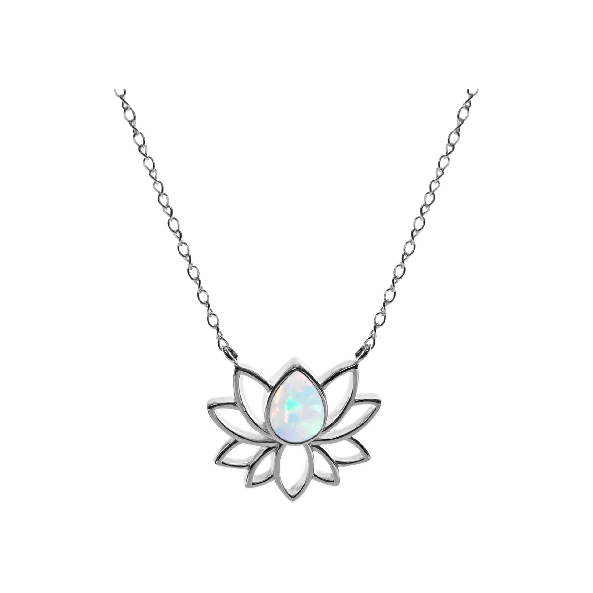 Sasha lotus flower with white opalique necklace