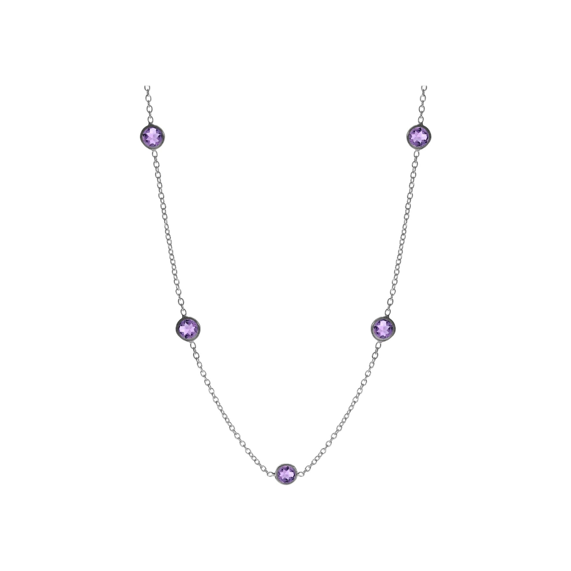 Bridget five stone faceted amethyst chain necklace