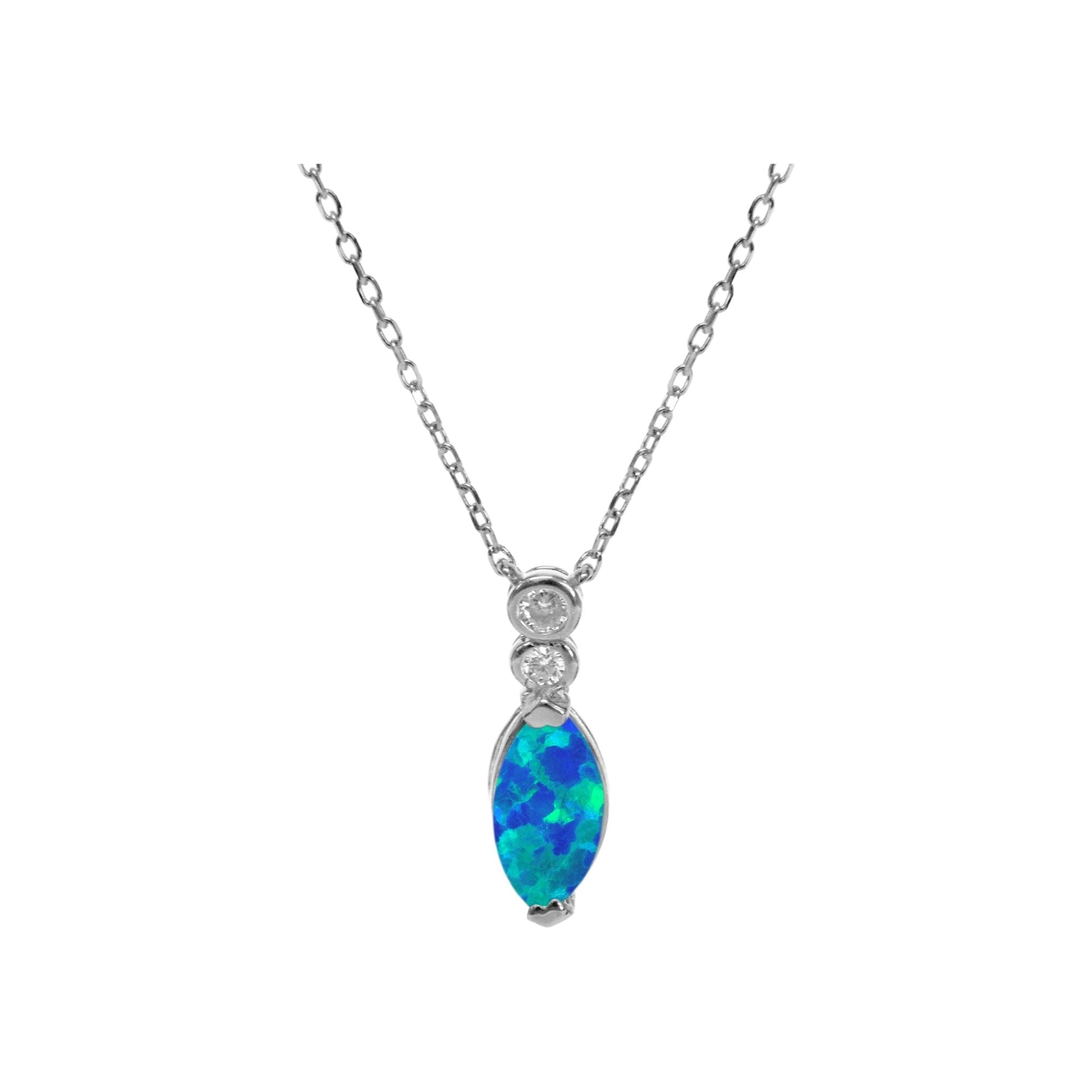 Aisha blue marquis and CZ pendant with chain